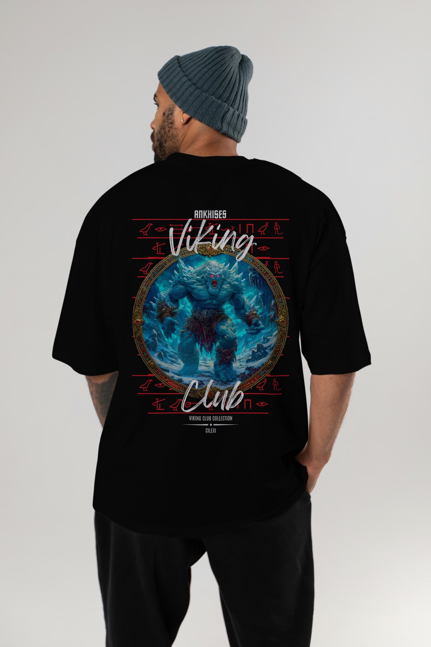 Ymir Arka Baskılı Oversize t-shirt Erkek Kadın %100 Pamuk Bisiklet Yaka tişort