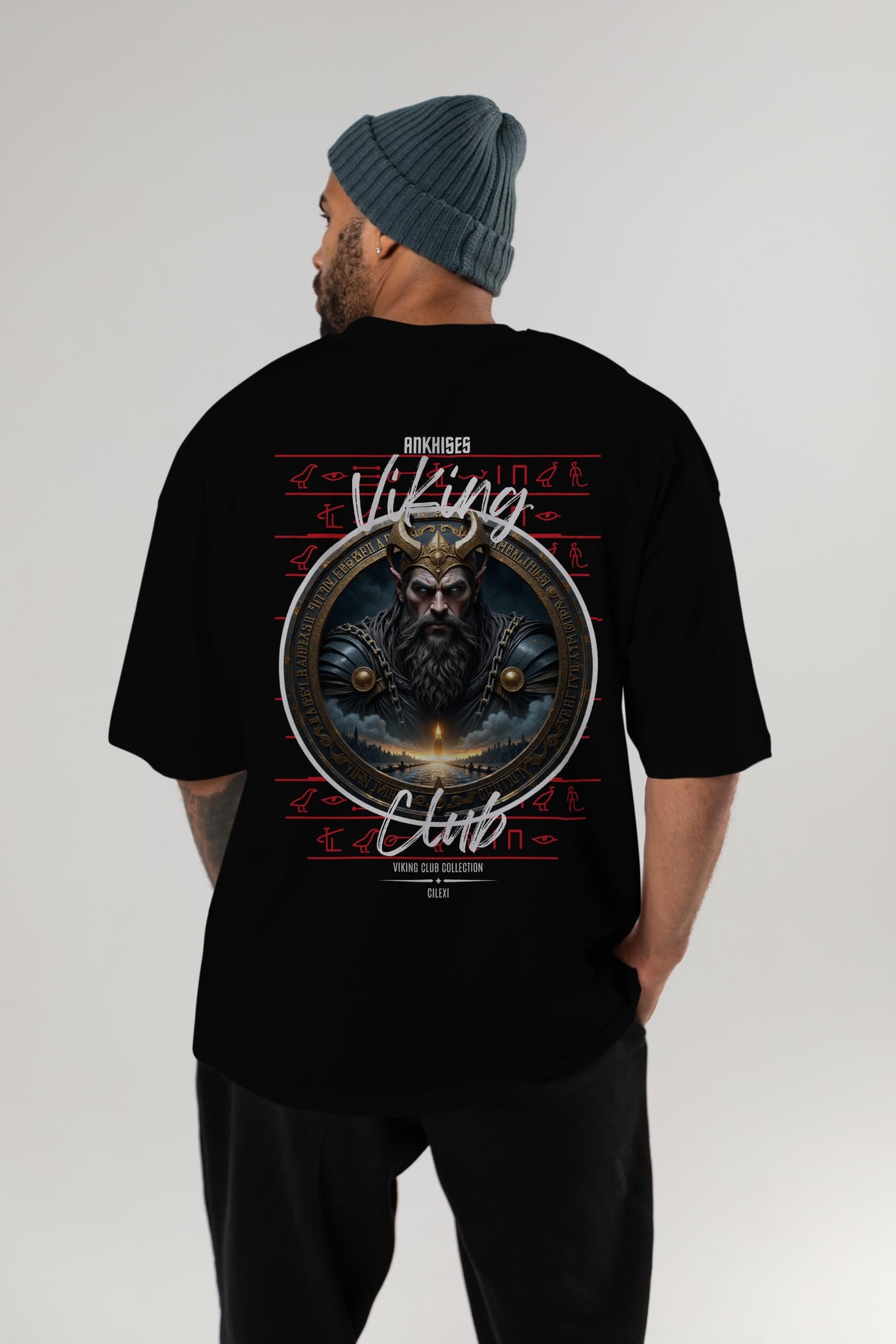 Viking Mitolojisi Serisi 7 Arka Baskılı Oversize t-shirt Erkek Kadın %100 Pamuk Bisiklet Yaka tişort