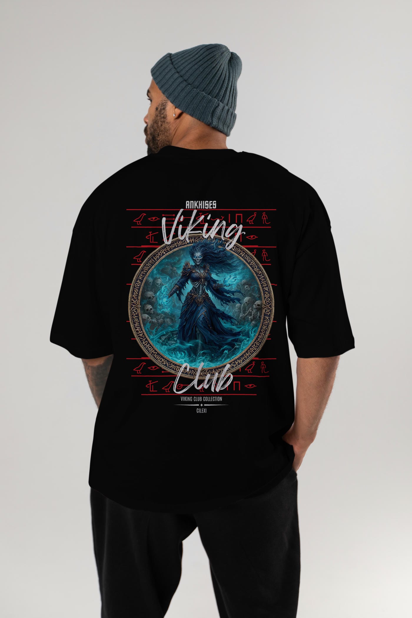 Hel Baskılı Oversize t-shirt Erkek Kadın %100 Pamuk Bisiklet Yaka tişort