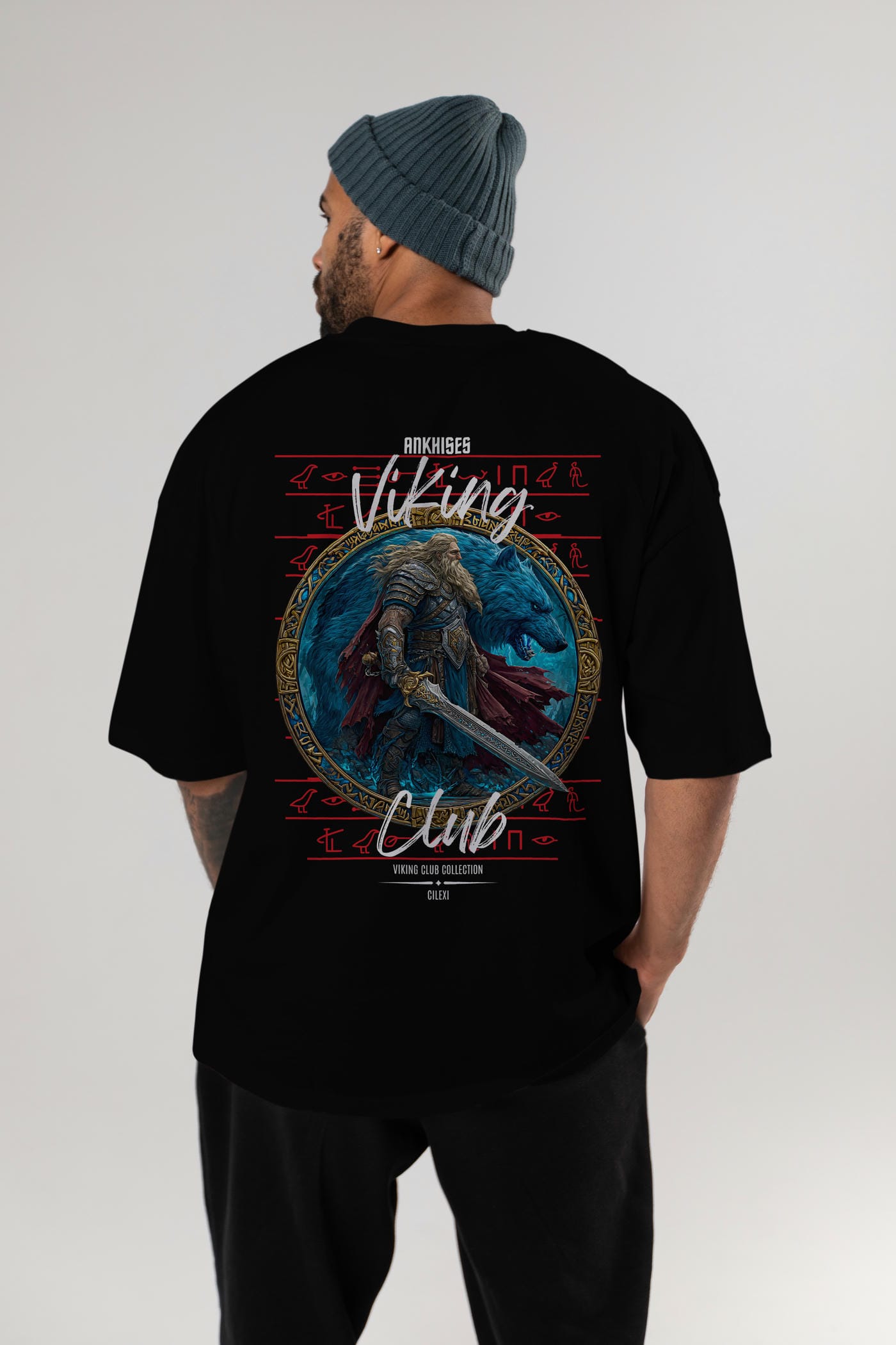 Tyr Arka Baskılı Oversize t-shirt Erkek Kadın %100 Pamuk Bisiklet Yaka tişort