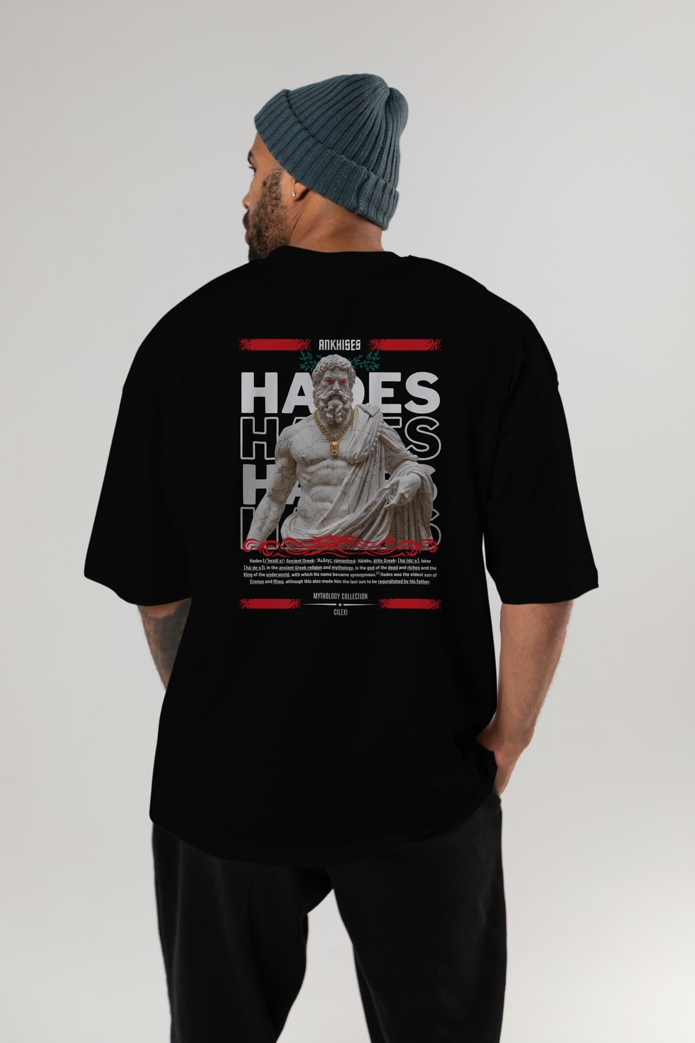 Hades 2 Arka Baskılı Oversize t-shirt Erkek Kadın %100 Pamuk Bisiklet Yaka tişort