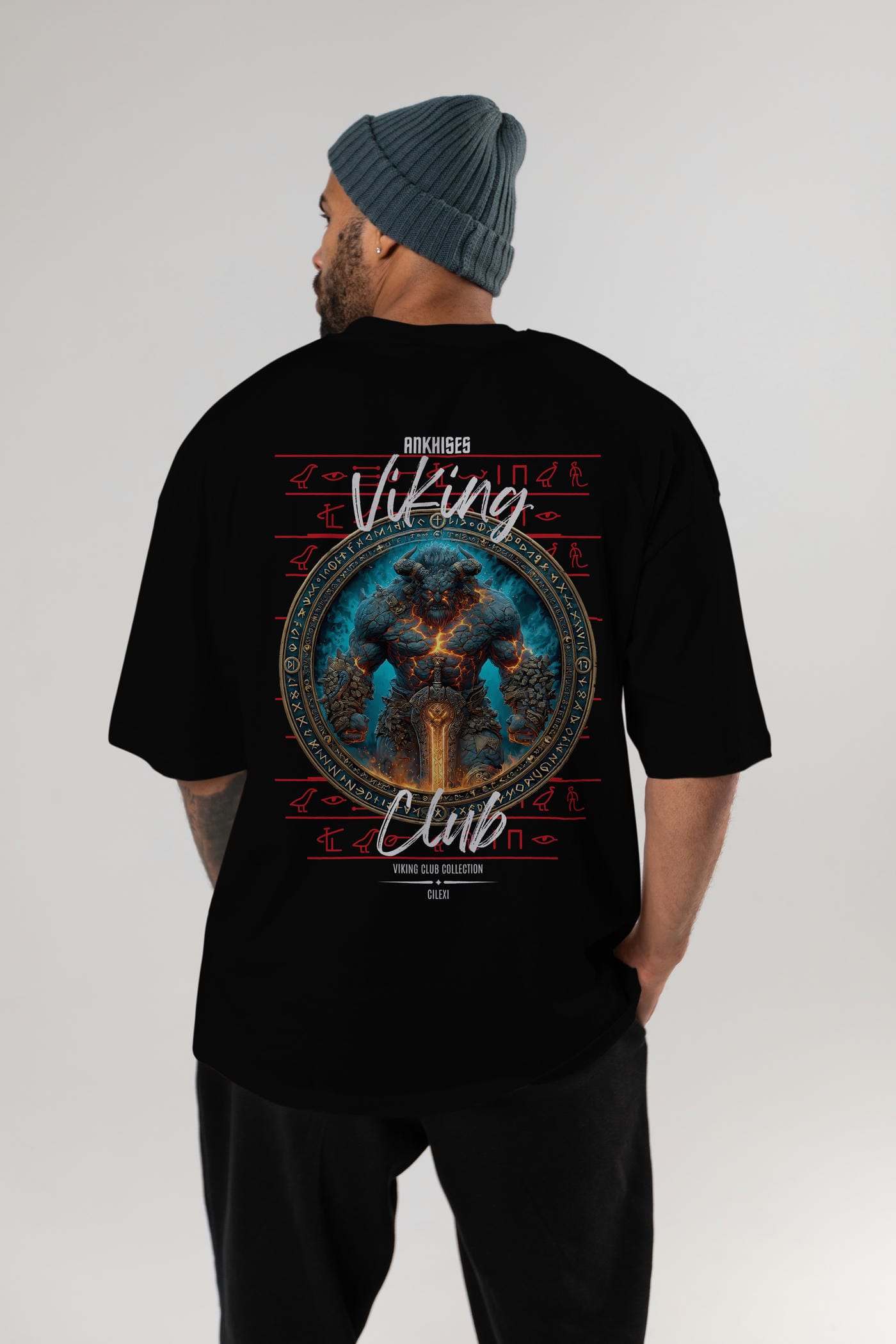 Surtr Arka Baskılı Oversize t-shirt Erkek Kadın %100 Pamuk Bisiklet Yaka tişort