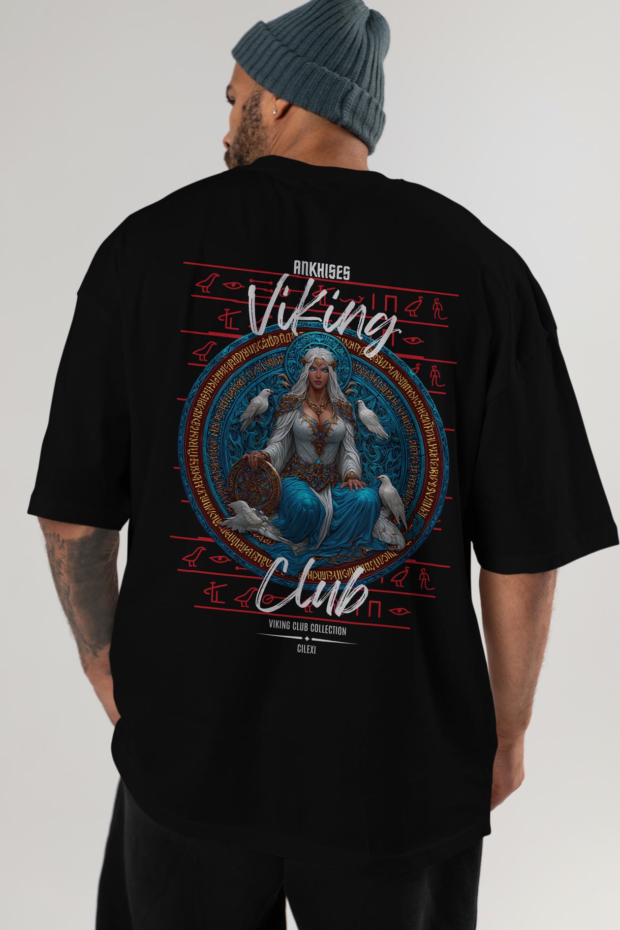 Frigg Baskılı Oversize t-shirt Erkek Kadın %100 Pamuk Bisiklet Yaka tişort