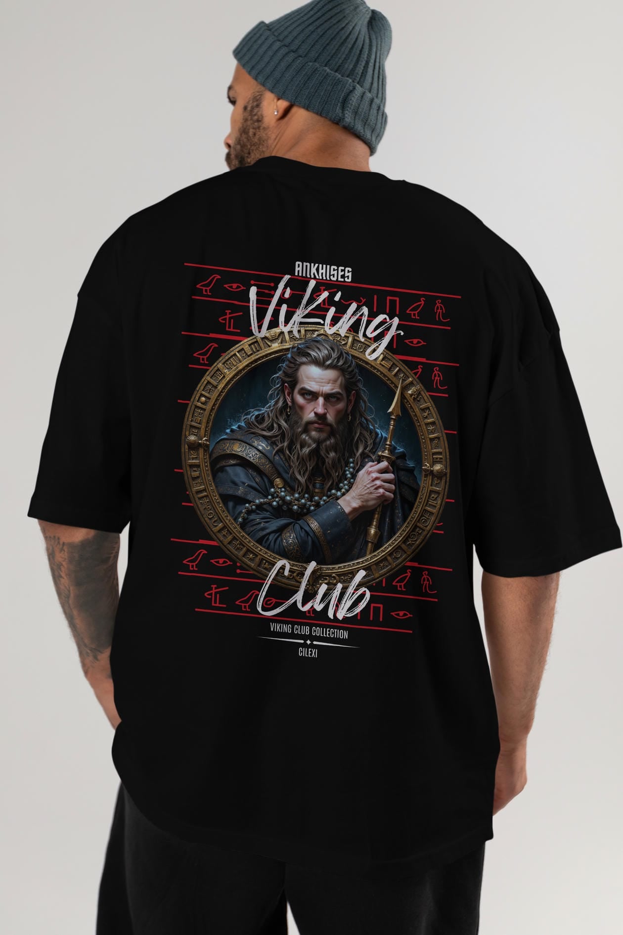 Viking Mitolojisi Serisi 12 Arka Baskılı Oversize t-shirt Erkek Kadın %100 Pamuk Bisiklet Yaka tişort