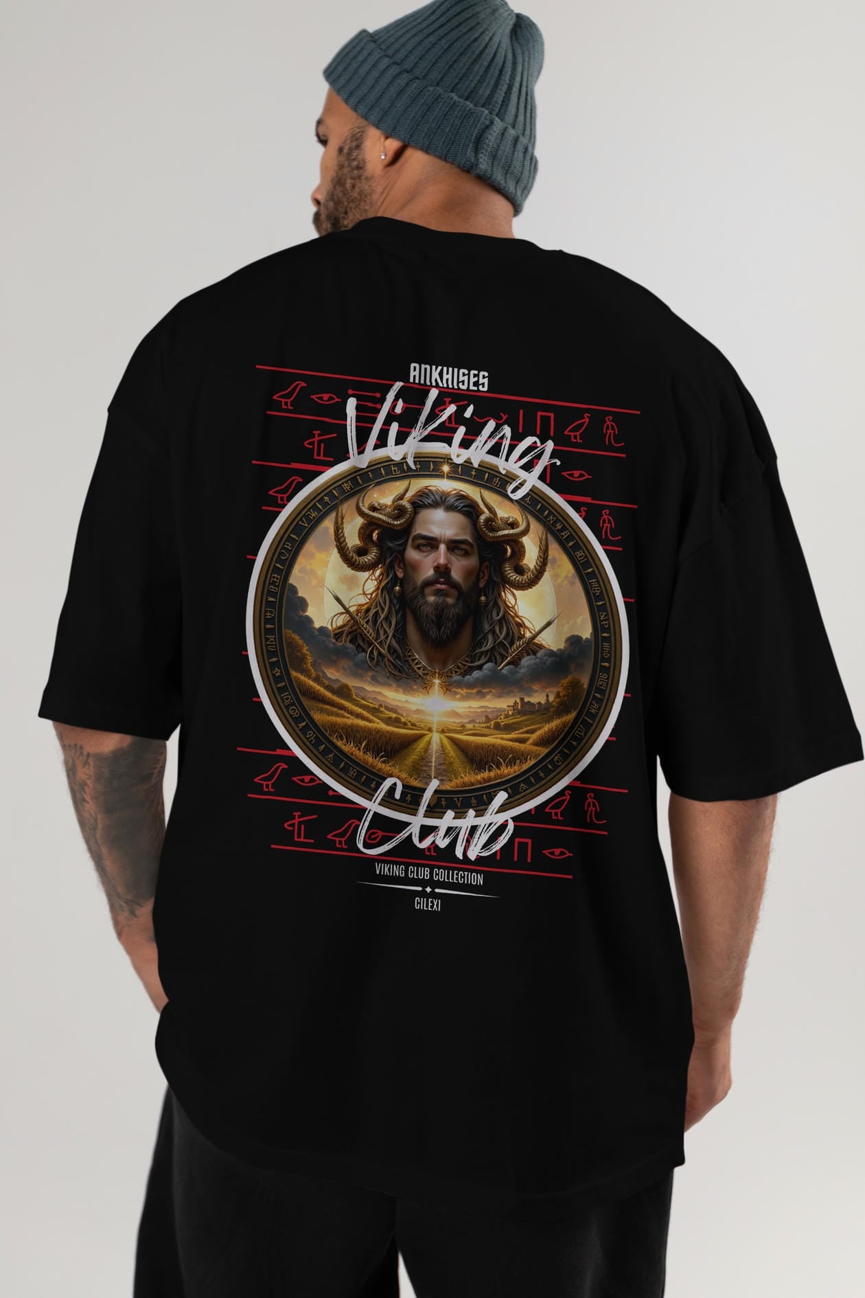 Viking Mitolojisi Serisi 3 Arka Baskılı Oversize t-shirt Erkek Kadın %100 Pamuk Bisiklet Yaka tişort