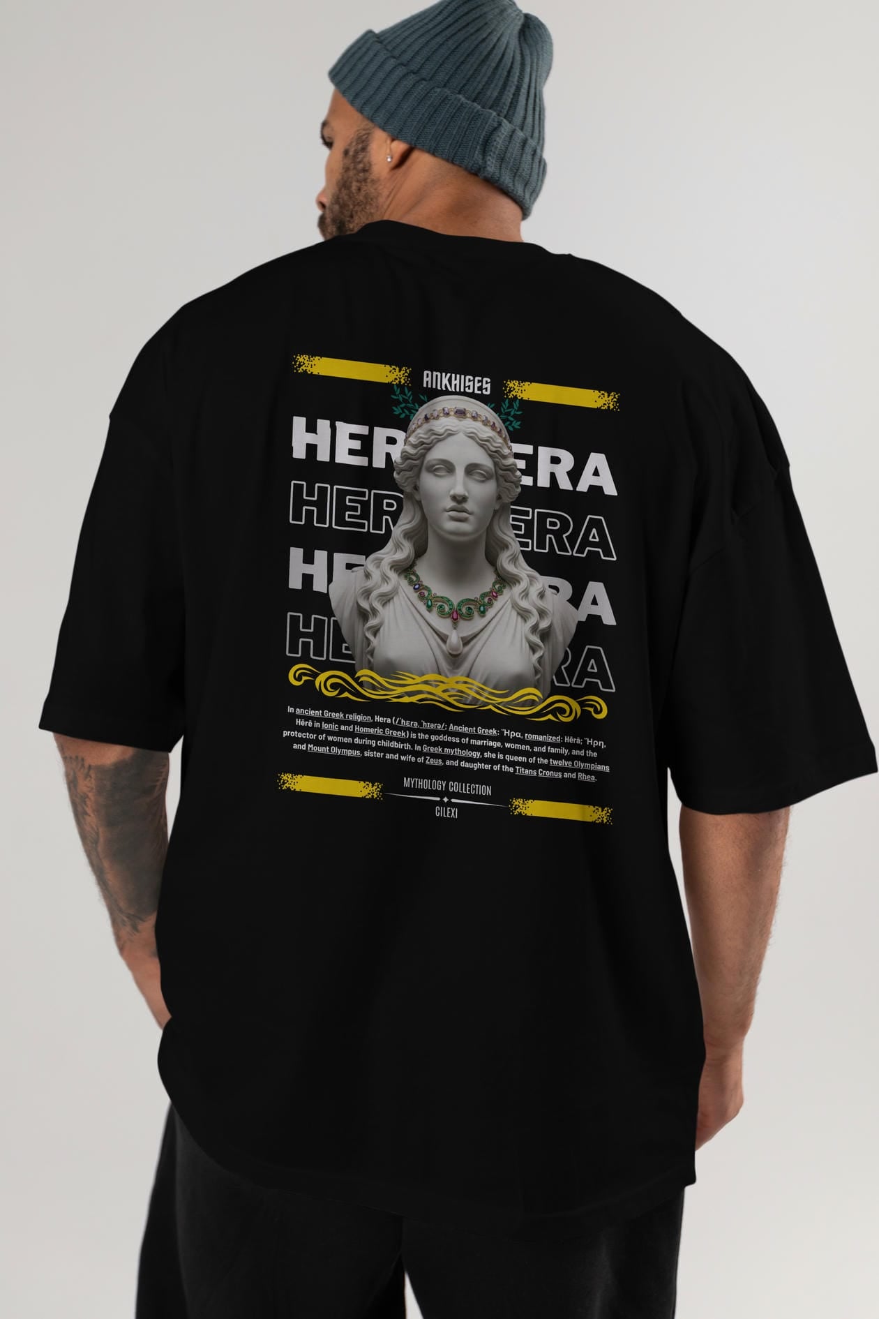 Hera 1 Arka Baskılı Oversize t-shirt Erkek Kadın %100 Pamuk Bisiklet Yaka tişort