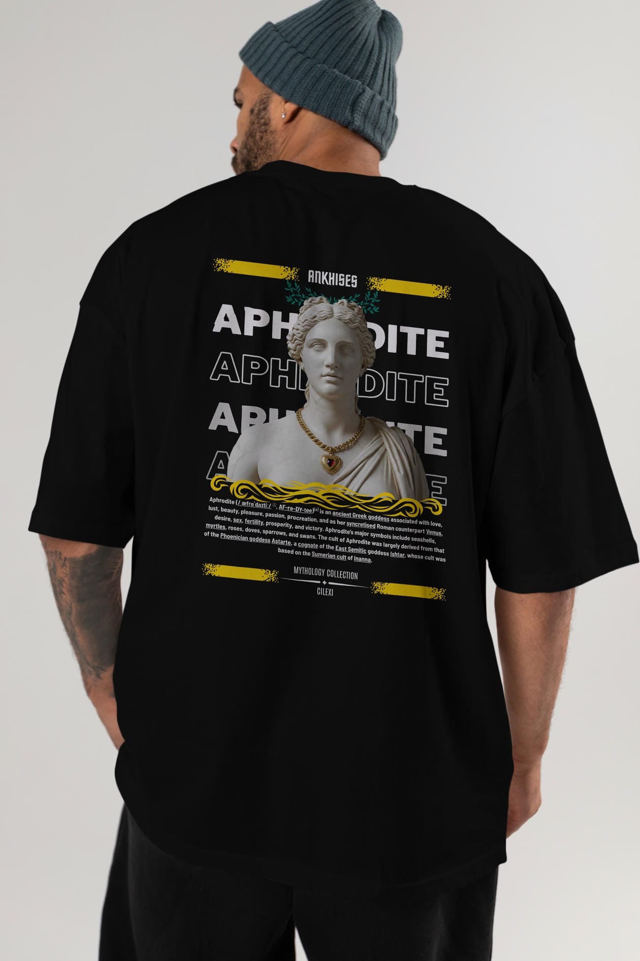 Aphrodite 1 Arka Baskılı Oversize t-shirt Erkek Kadın %100 Pamuk Bisiklet Yaka tişort