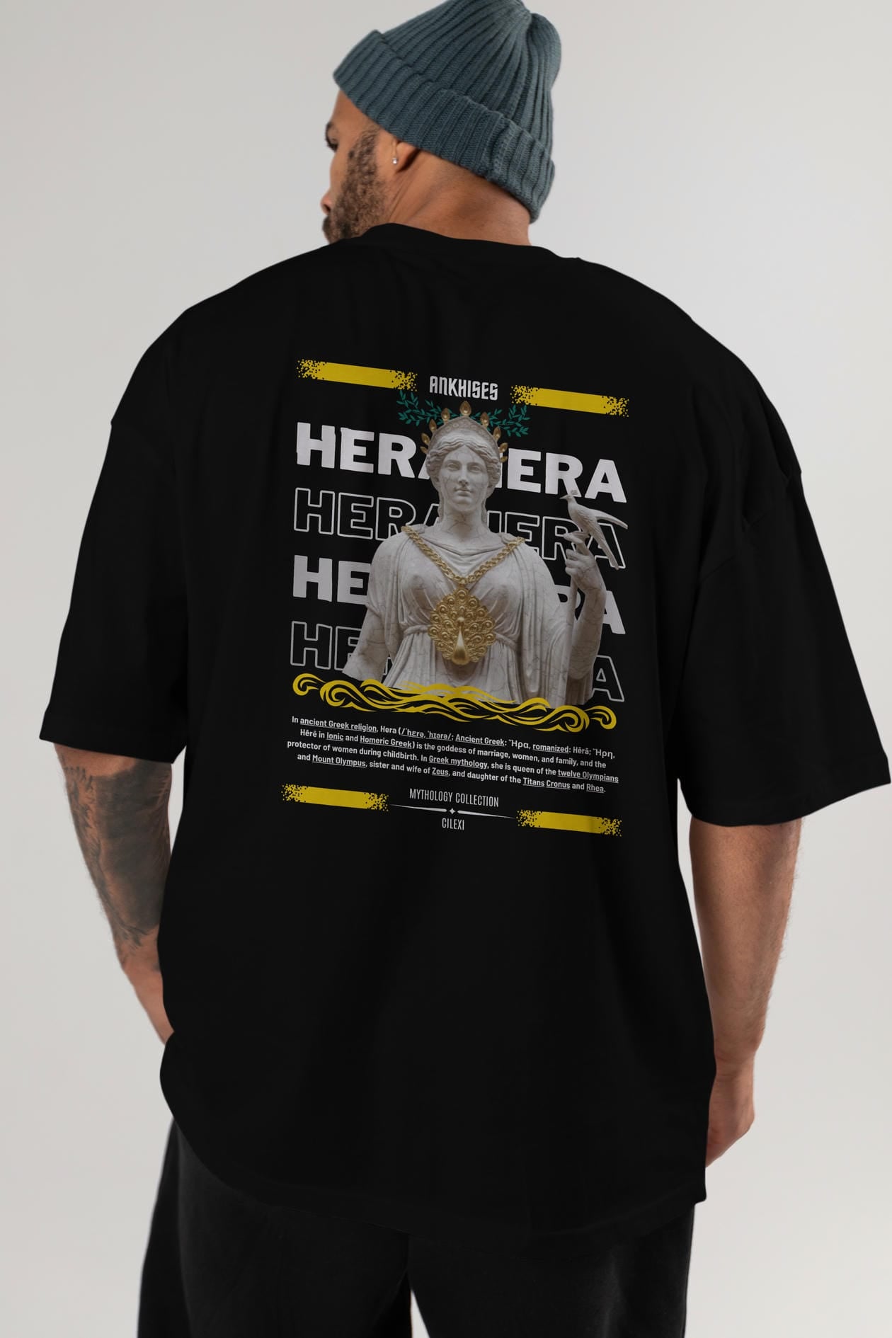 Hera 2 Arka Baskılı Oversize t-shirt Erkek Kadın %100 Pamuk Bisiklet Yaka tişort