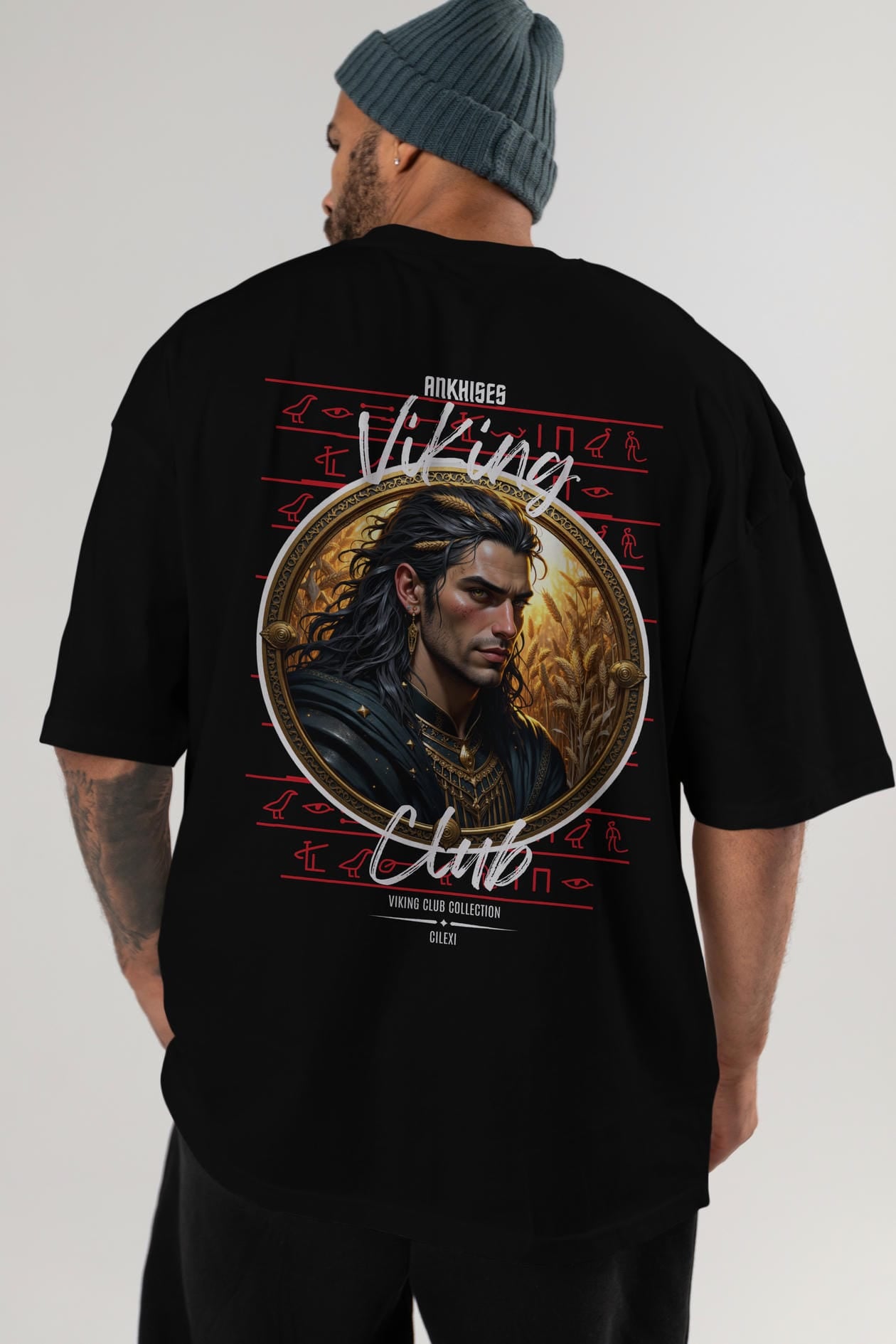 Viking Mitolojisi Serisi 2 Arka Baskılı Oversize t-shirt Erkek Kadın %100 Pamuk Bisiklet Yaka tişort