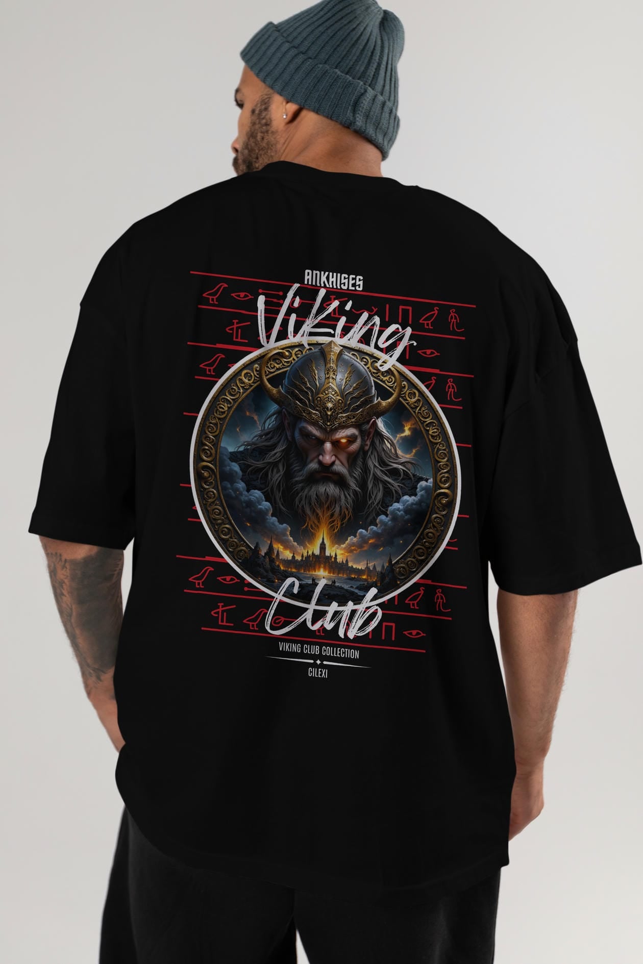 Odin 2 Arka Baskılı Oversize t-shirt Erkek Kadın %100 Pamuk Bisiklet Yaka tişort