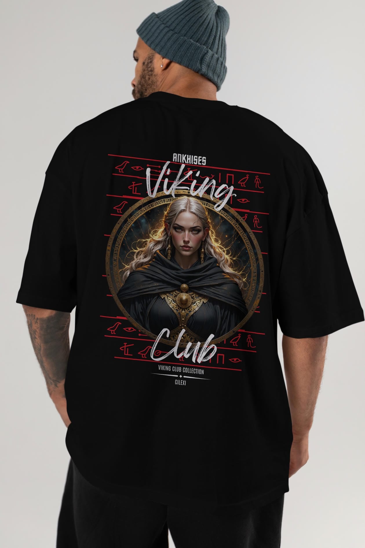 Viking Mitolojisi Serisi 4 Arka Baskılı Oversize t-shirt Erkek Kadın %100 Pamuk Bisiklet Yaka tişort