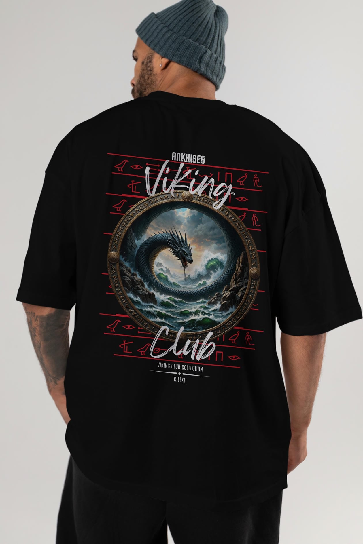 Viking Mitolojisi Serisi 26 Arka Baskılı Oversize t-shirt Erkek Kadın %100 Pamuk Bisiklet Yaka tişort