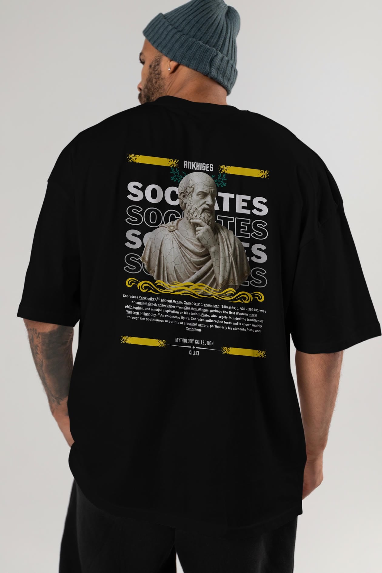Socrates Arka Baskılı Oversize t-shirt Erkek Kadın %100 Pamuk Bisiklet Yaka tişort
