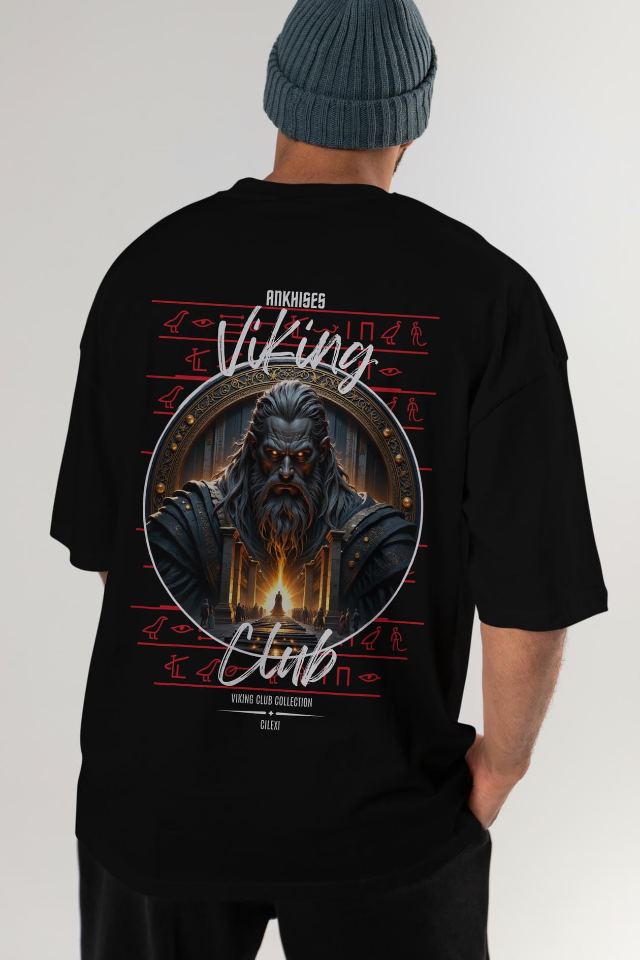 Odin 3 Arka Baskılı Oversize t-shirt Erkek Kadın %100 Pamuk Bisiklet Yaka tişort