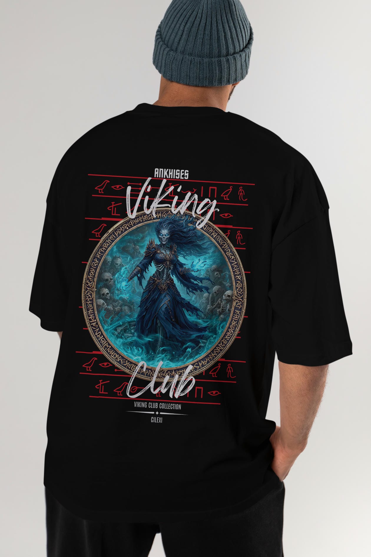 Hel Baskılı Oversize t-shirt Erkek Kadın %100 Pamuk Bisiklet Yaka tişort