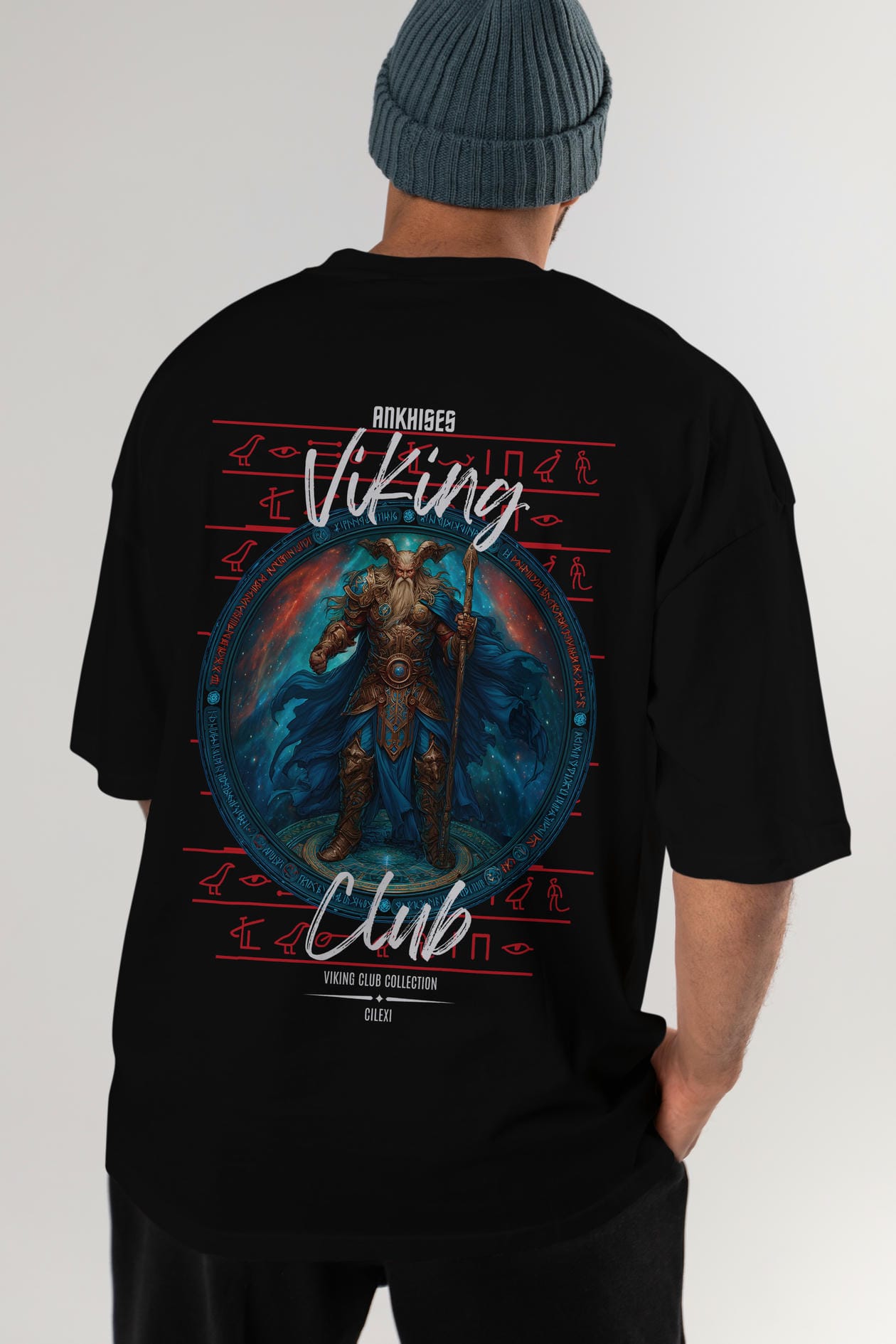 Heimdall Baskılı Oversize t-shirt Erkek Kadın %100 Pamuk Bisiklet Yaka tişort