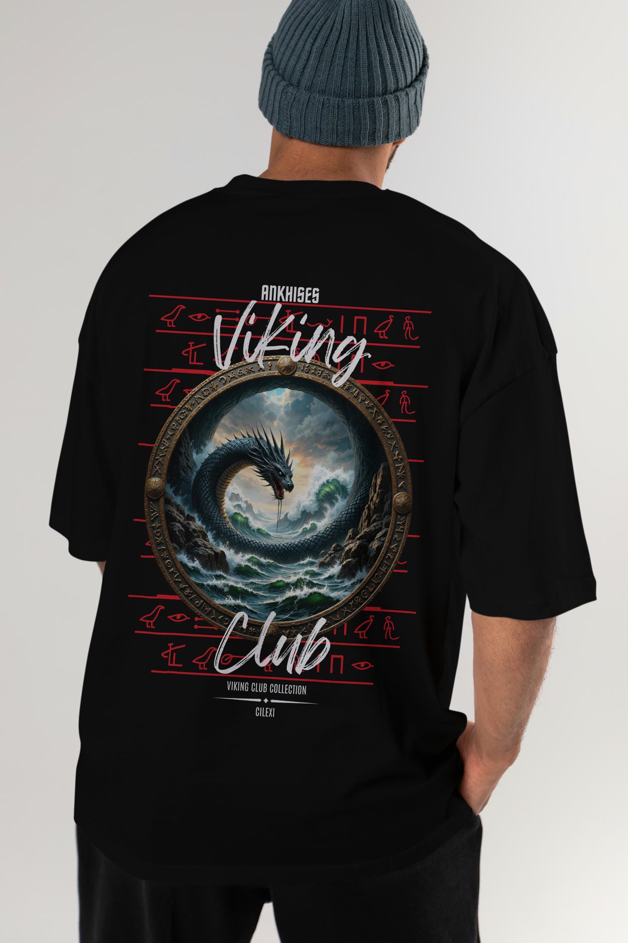 Viking Mitolojisi Serisi 26 Arka Baskılı Oversize t-shirt Erkek Kadın %100 Pamuk Bisiklet Yaka tişort