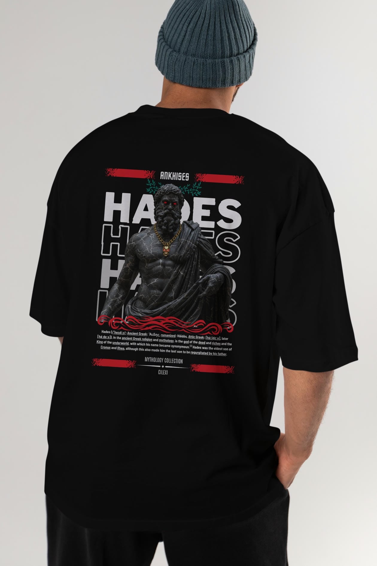 Hades 1 Arka Baskılı Oversize t-shirt Erkek Kadın %100 Pamuk Bisiklet Yaka tişort