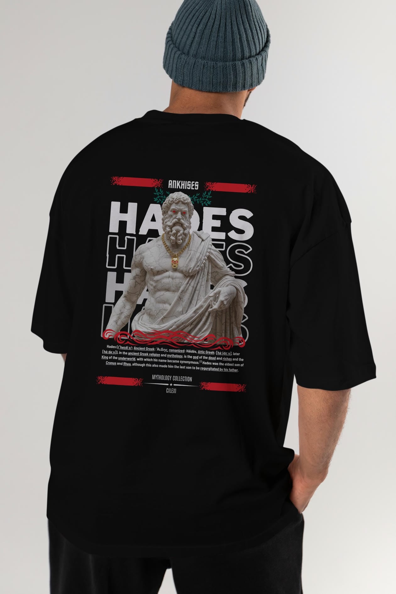 Hades 2 Arka Baskılı Oversize t-shirt Erkek Kadın %100 Pamuk Bisiklet Yaka tişort