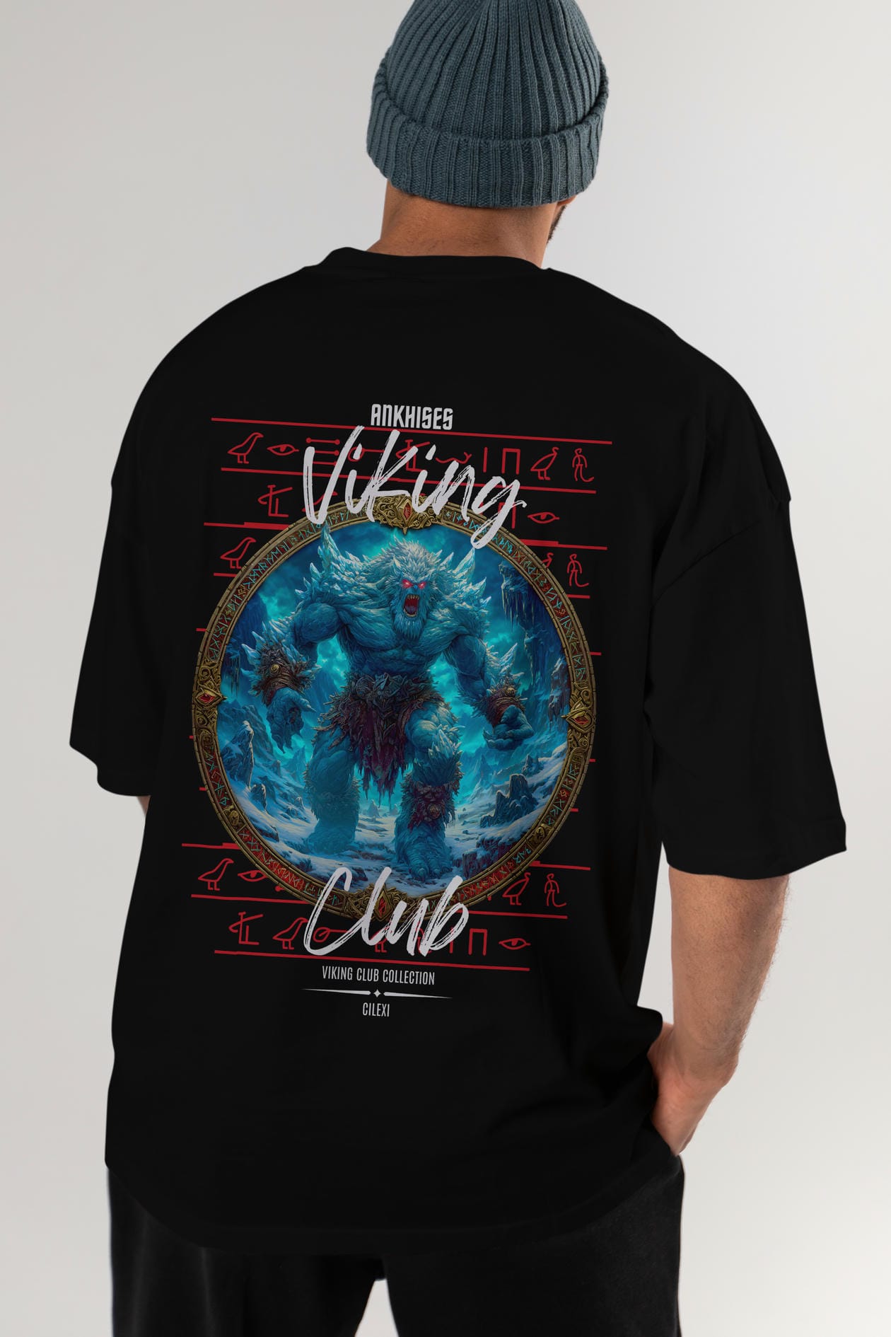 Ymir Arka Baskılı Oversize t-shirt Erkek Kadın %100 Pamuk Bisiklet Yaka tişort