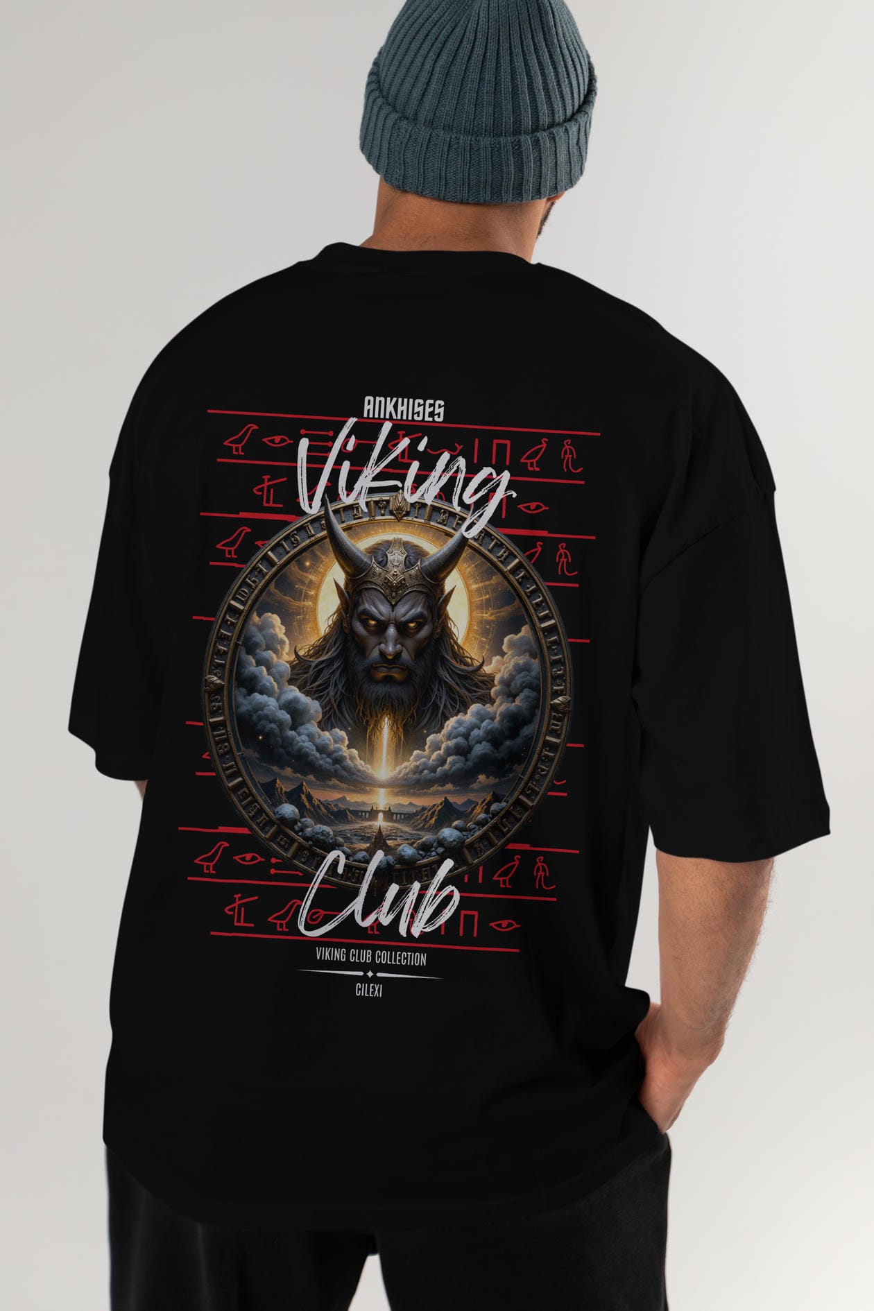 Viking Mitolojisi Serisi 9 Arka Baskılı Oversize t-shirt Erkek Kadın %100 Pamuk Bisiklet Yaka tişort