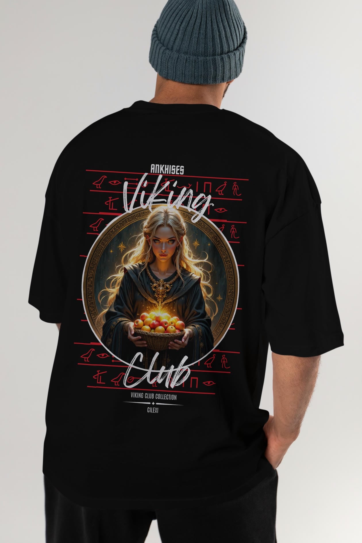Viking Mitolojisi Serisi 16 Arka Baskılı Oversize t-shirt Erkek Kadın %100 Pamuk Bisiklet Yaka tişort