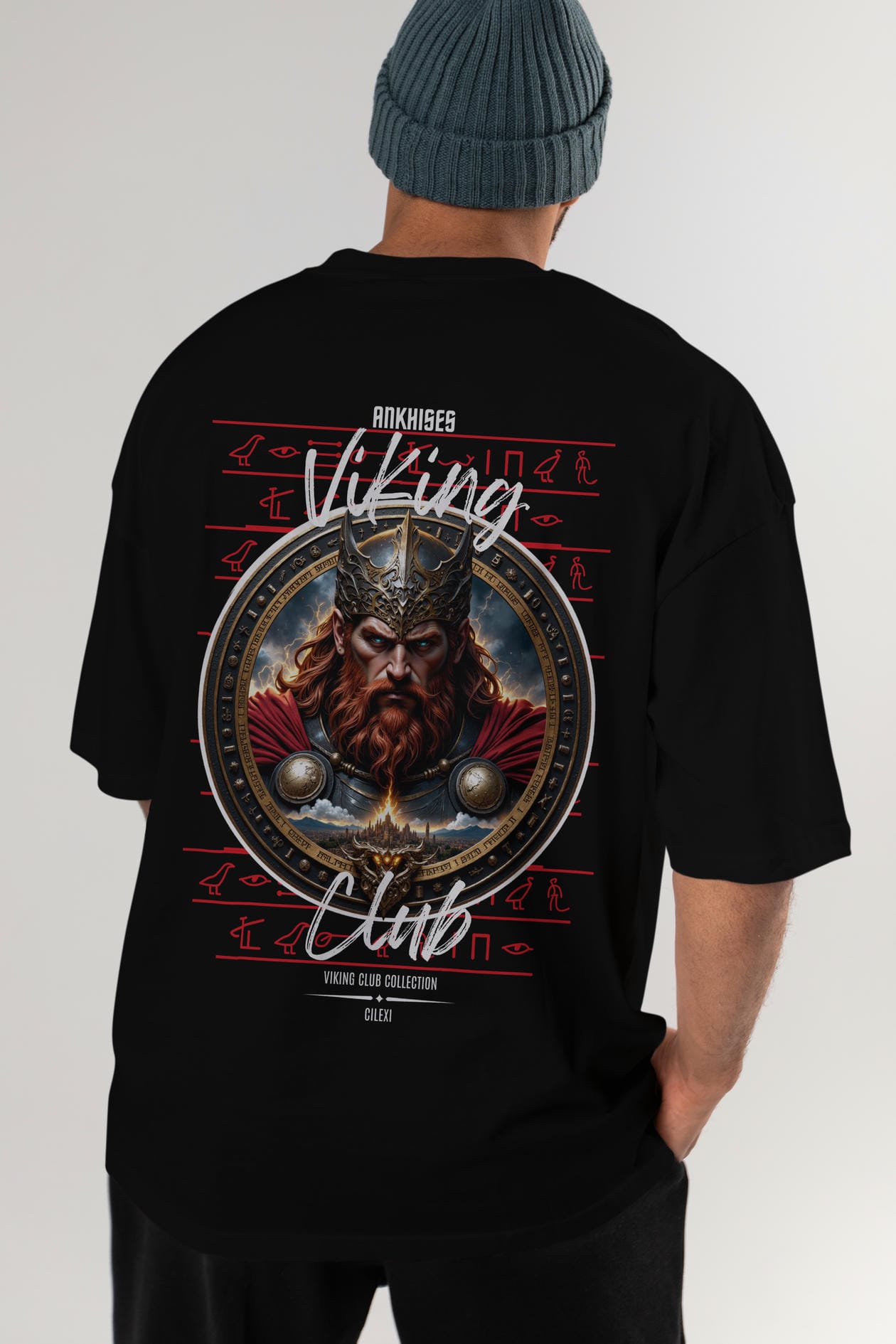 Thor 2 Arka Baskılı Oversize t-shirt Erkek Kadın %100 Pamuk Bisiklet Yaka tişort