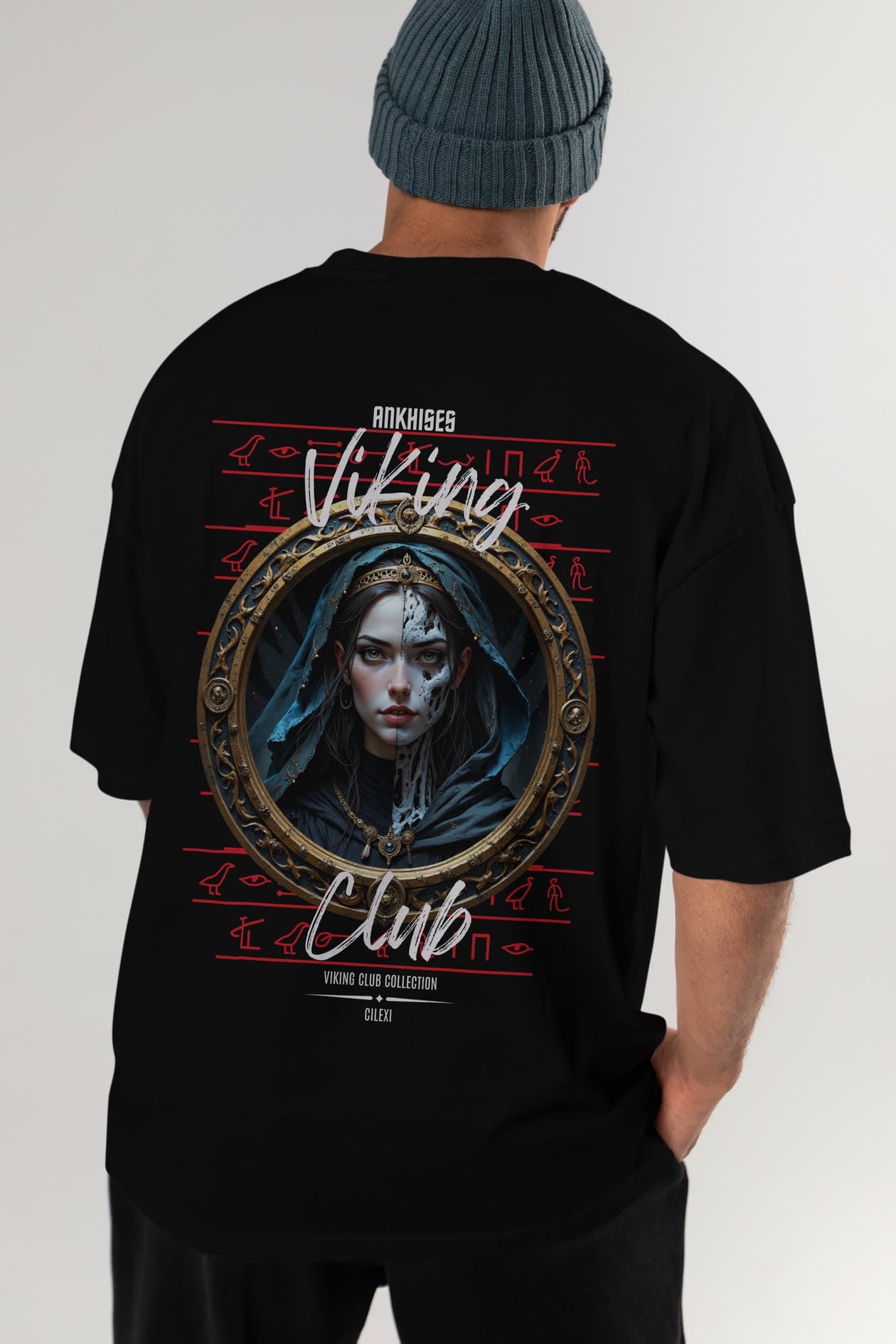 Viking Mitolojisi Serisi 10 Arka Baskılı Oversize t-shirt Erkek Kadın %100 Pamuk Bisiklet Yaka tişort
