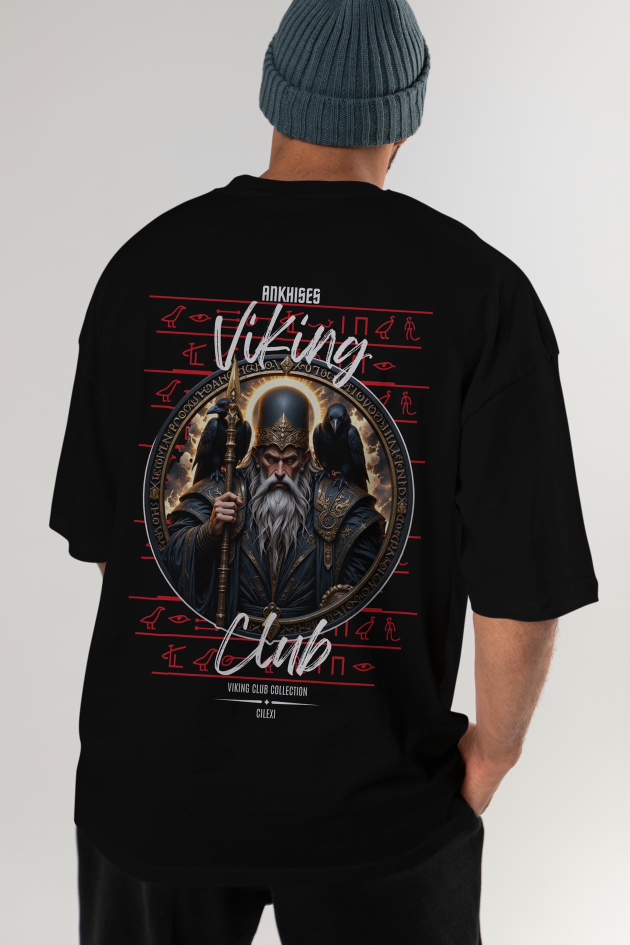 Odin 1 Arka Baskılı Oversize t-shirt Erkek Kadın %100 Pamuk Bisiklet Yaka tişort