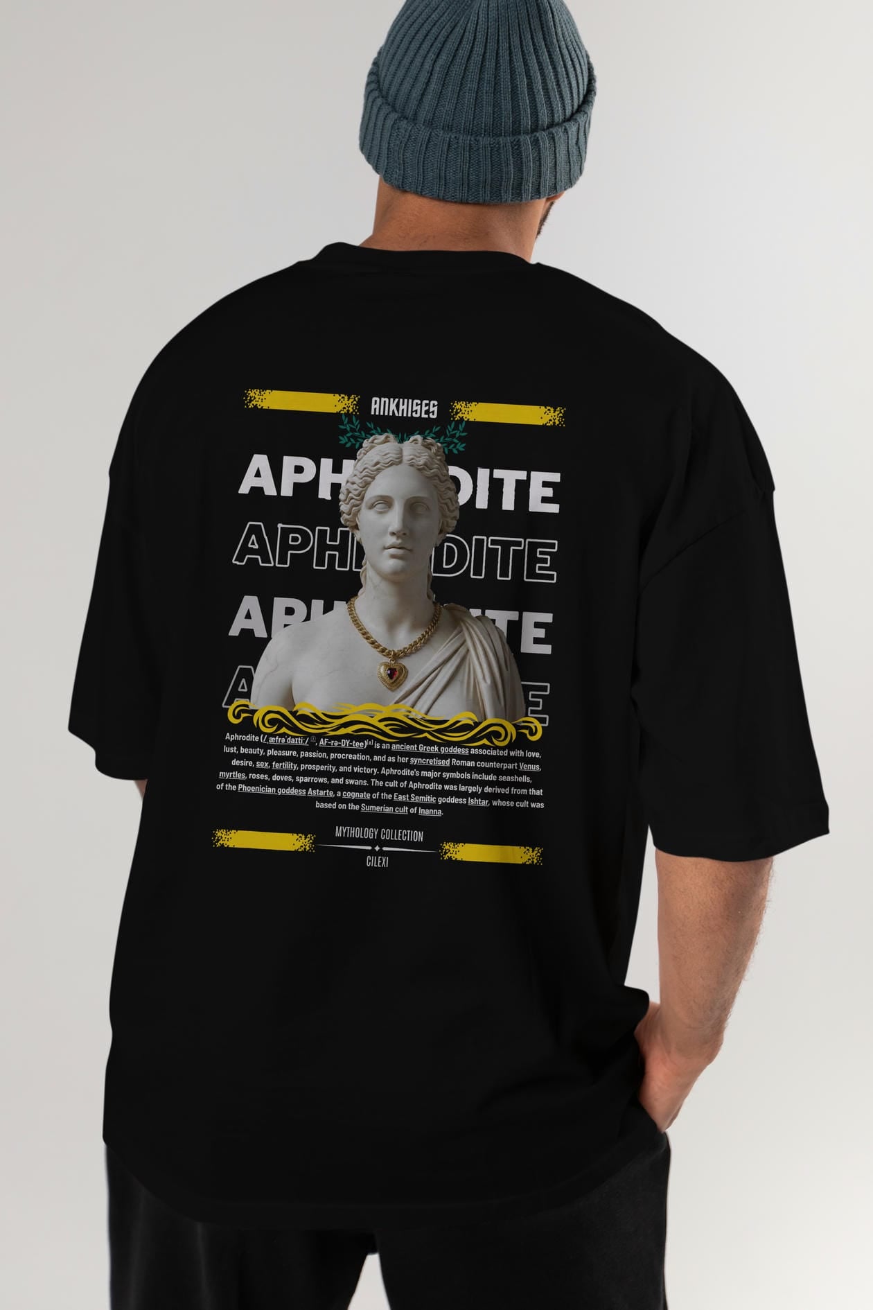Aphrodite 1 Arka Baskılı Oversize t-shirt Erkek Kadın %100 Pamuk Bisiklet Yaka tişort