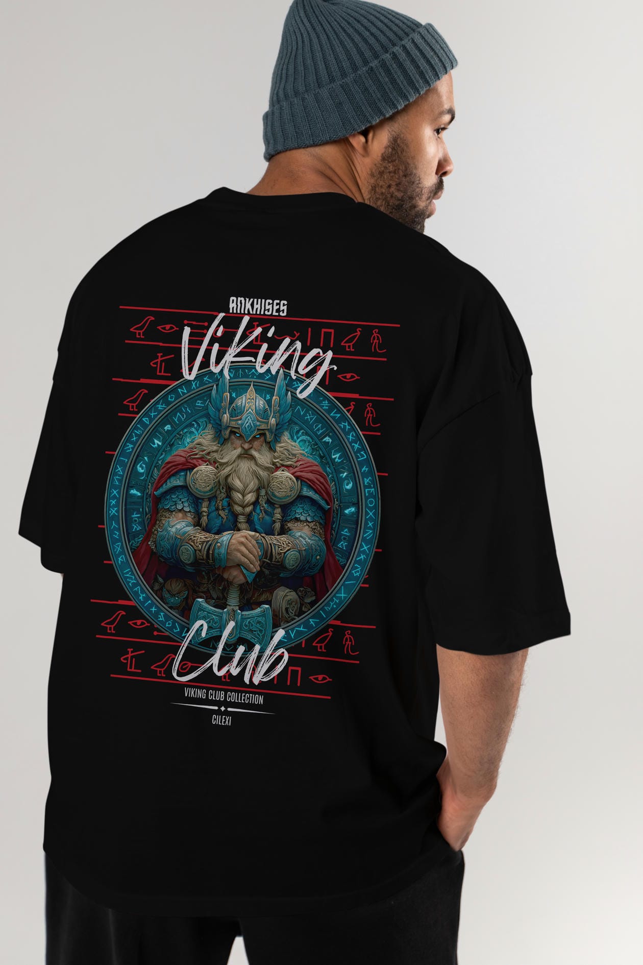 Thor Arka Baskılı Oversize t-shirt Erkek Kadın %100 Pamuk Bisiklet Yaka tişort