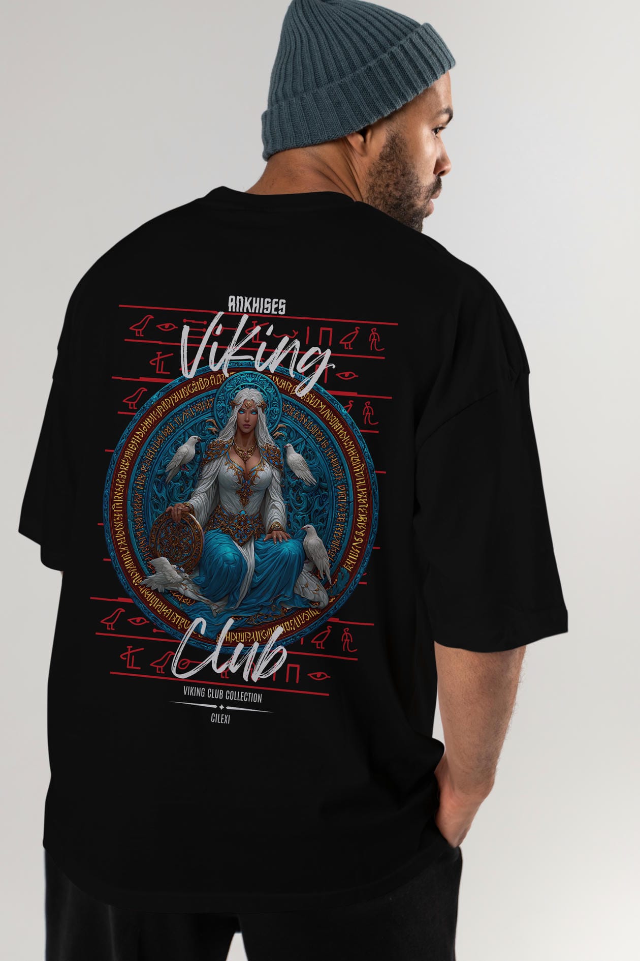 Frigg Baskılı Oversize t-shirt Erkek Kadın %100 Pamuk Bisiklet Yaka tişort