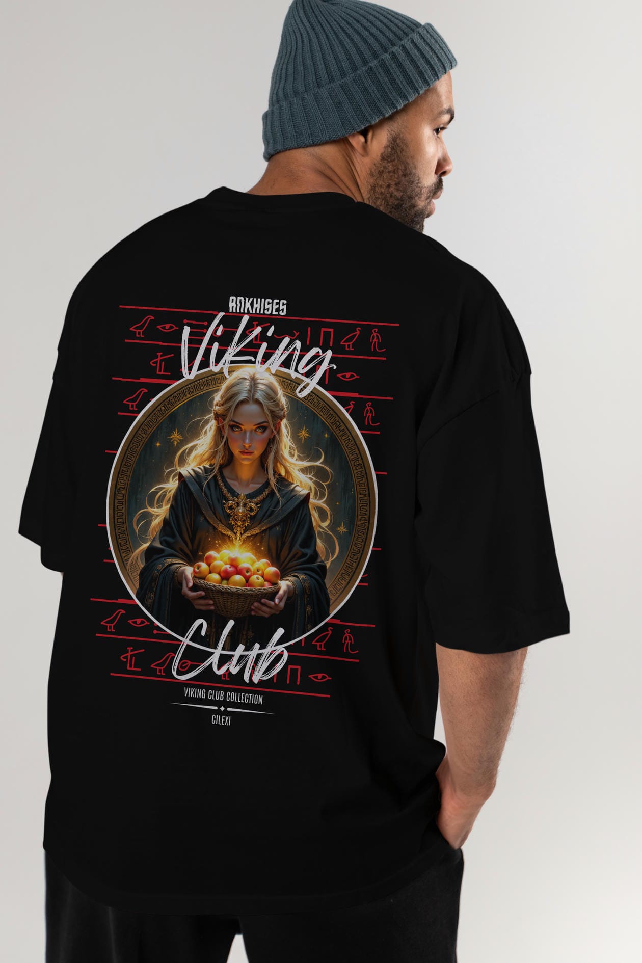 Viking Mitolojisi Serisi 16 Arka Baskılı Oversize t-shirt Erkek Kadın %100 Pamuk Bisiklet Yaka tişort