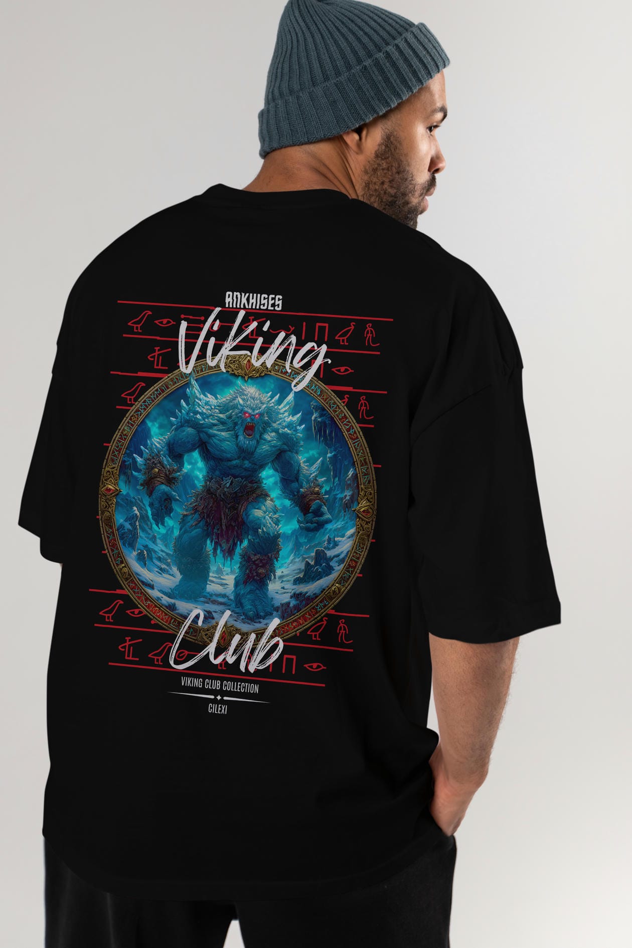 Ymir Arka Baskılı Oversize t-shirt Erkek Kadın %100 Pamuk Bisiklet Yaka tişort