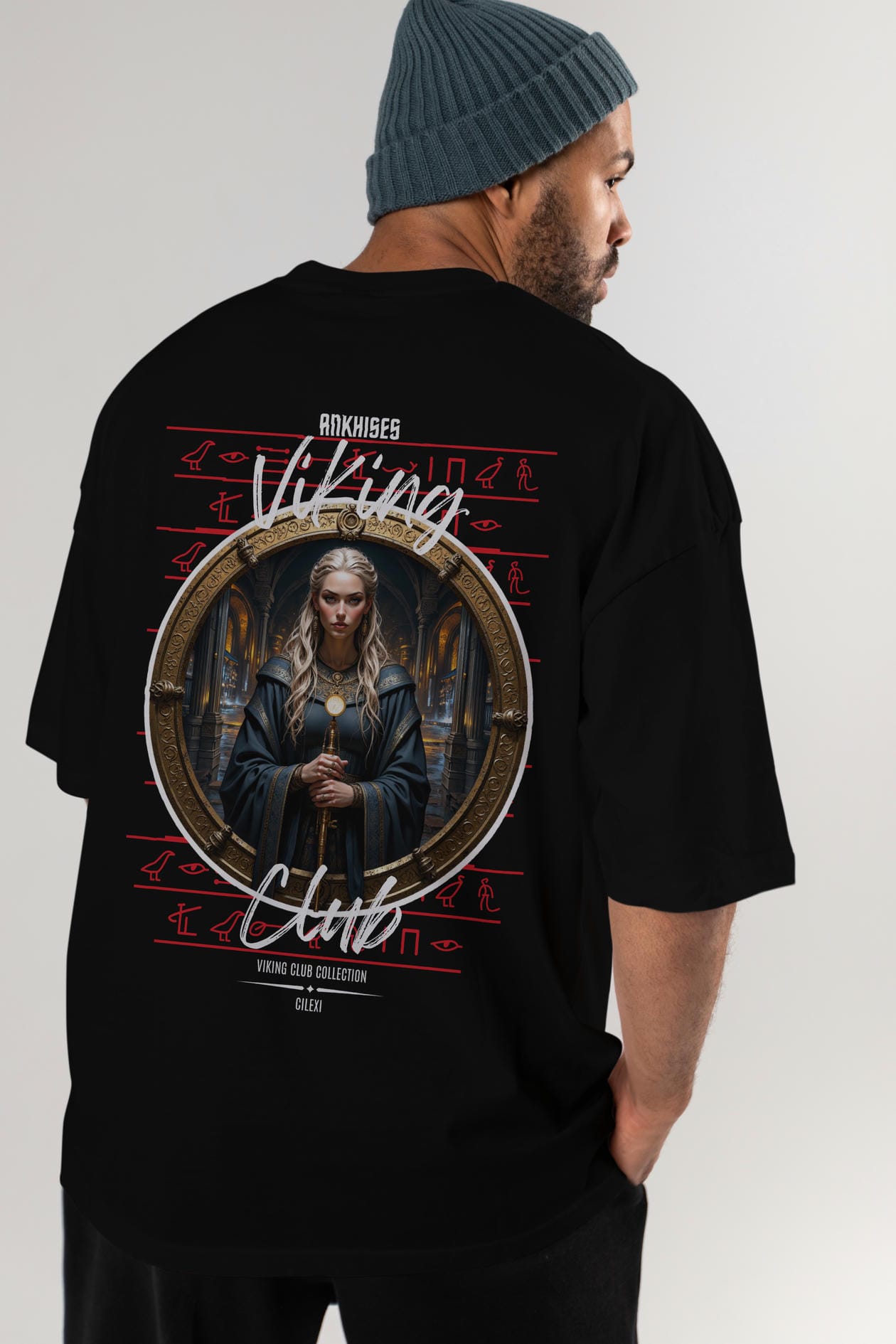 Viking Mitolojisi Serisi 5 Arka Baskılı Oversize t-shirt Erkek Kadın %100 Pamuk Bisiklet Yaka tişort
