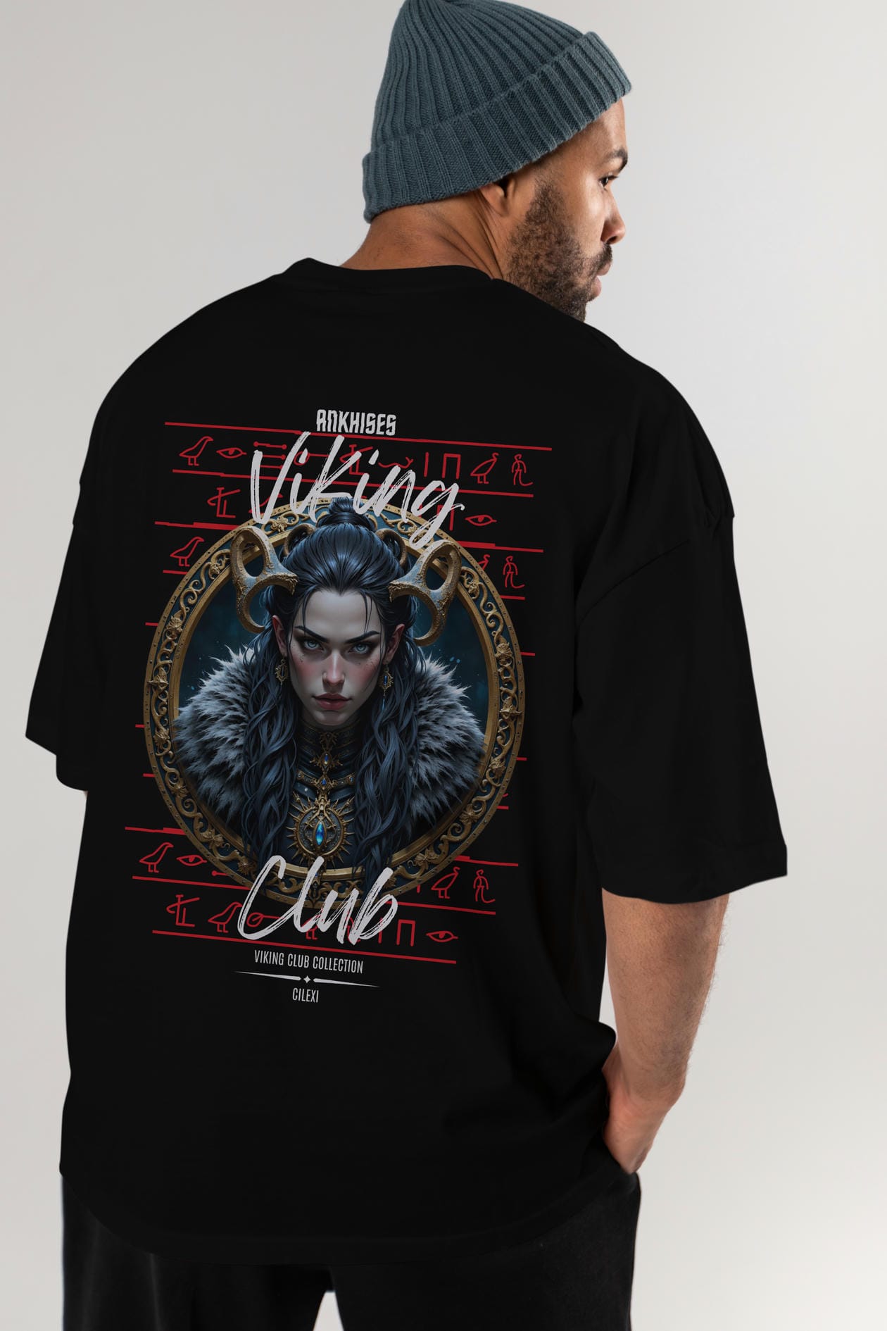 Viking Mitolojisi Serisi 18 Arka Baskılı Oversize t-shirt Erkek Kadın %100 Pamuk Bisiklet Yaka tişort