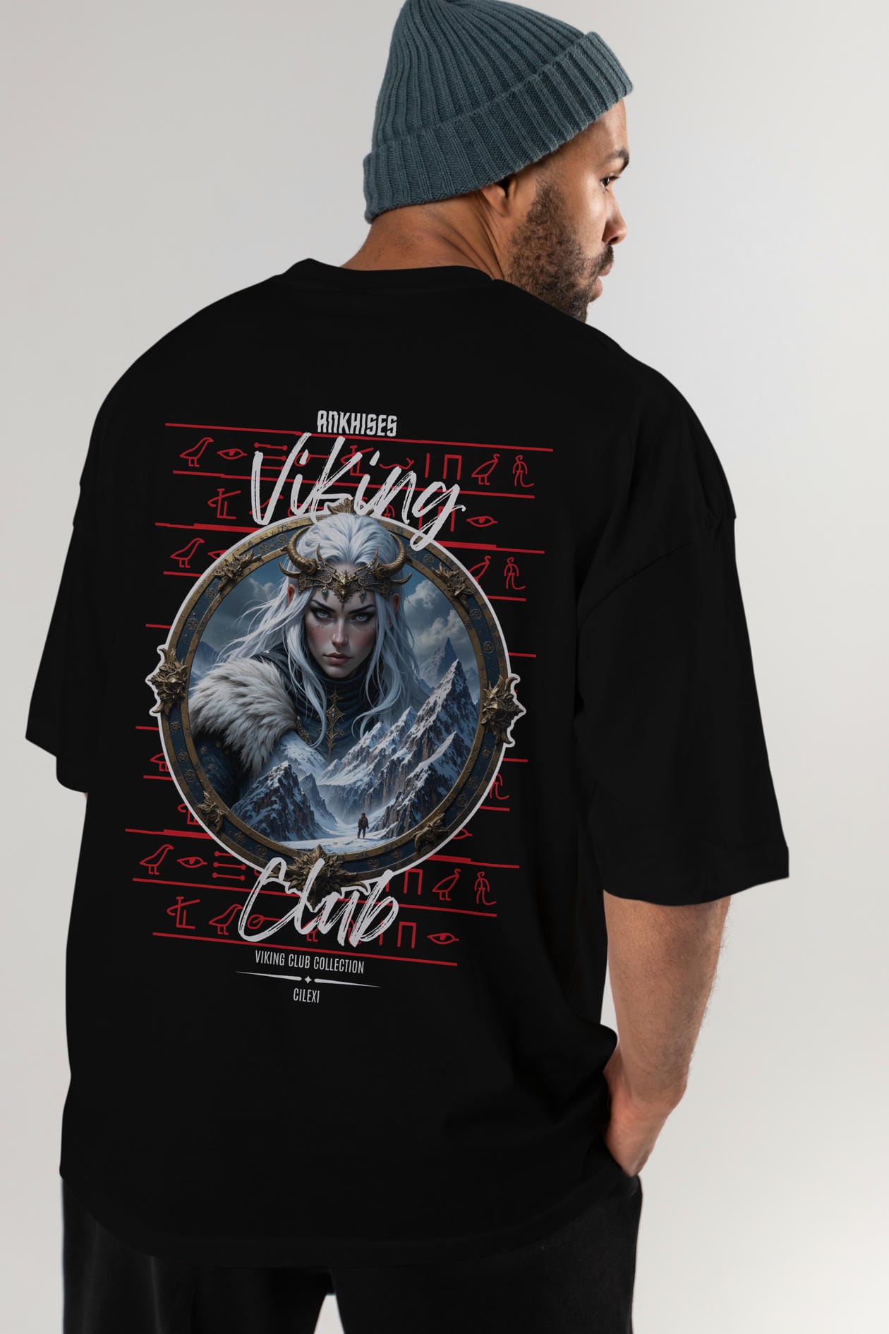 Viking Mitolojisi Serisi 19 Arka Baskılı Oversize t-shirt Erkek Kadın %100 Pamuk Bisiklet Yaka tişort