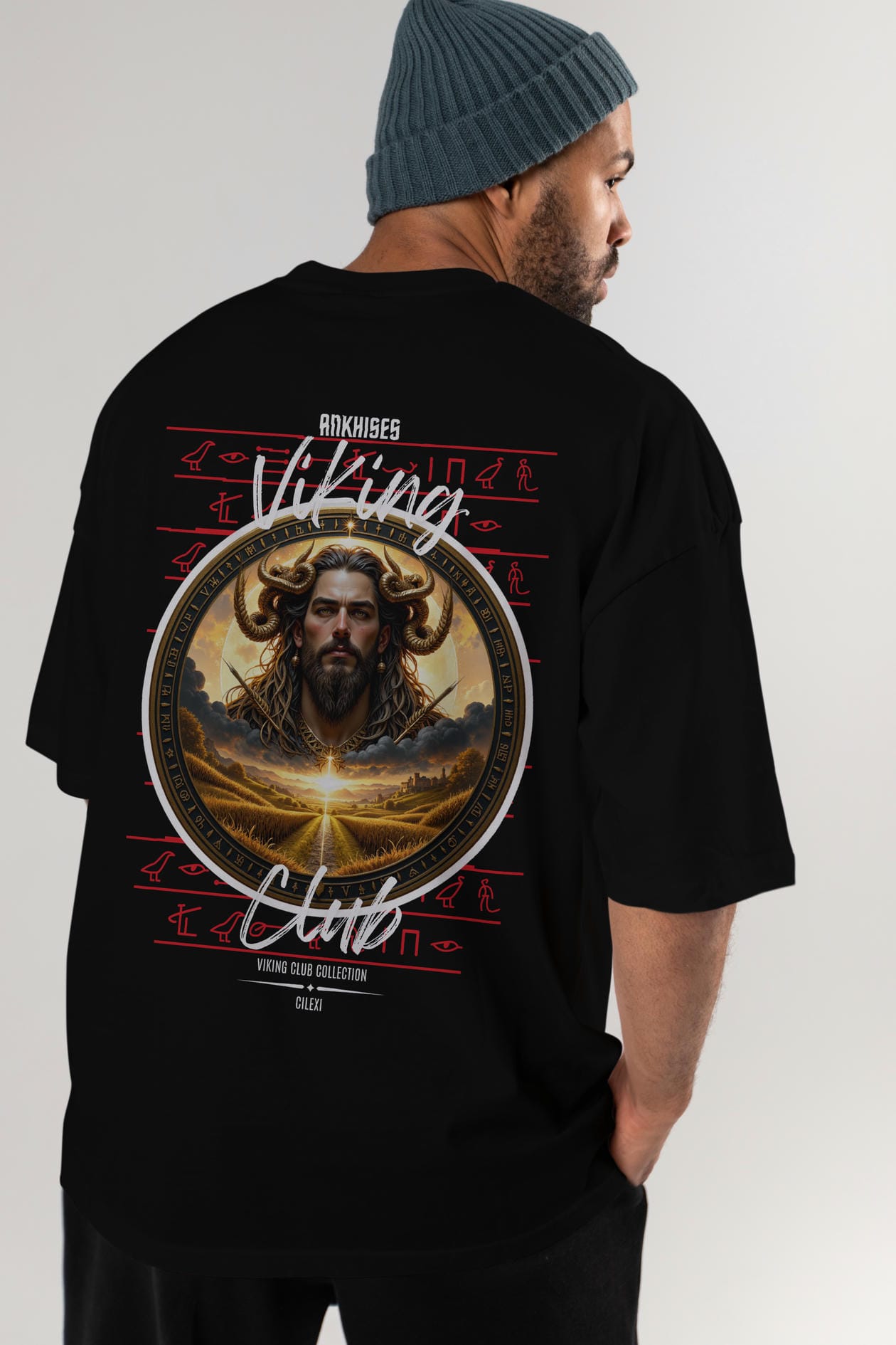 Viking Mitolojisi Serisi 3 Arka Baskılı Oversize t-shirt Erkek Kadın %100 Pamuk Bisiklet Yaka tişort
