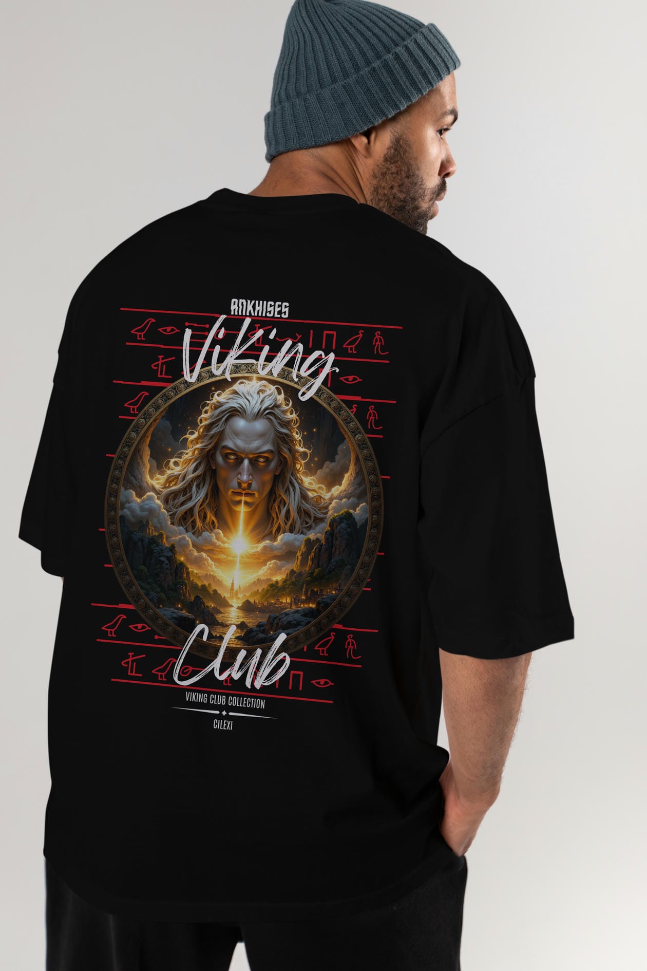 Viking Mitolojisi Serisi 15 Arka Baskılı Oversize t-shirt Erkek Kadın %100 Pamuk Bisiklet Yaka tişort