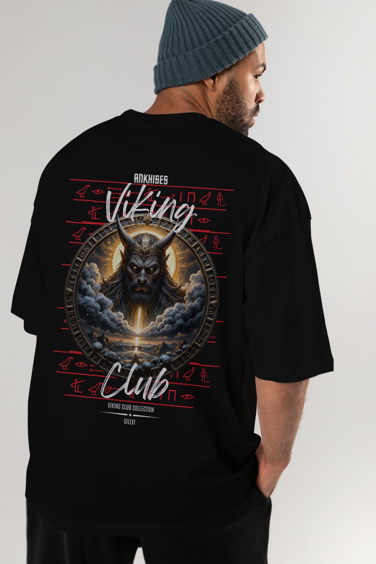 Viking Mitolojisi Serisi 9 Arka Baskılı Oversize t-shirt Erkek Kadın %100 Pamuk Bisiklet Yaka tişort