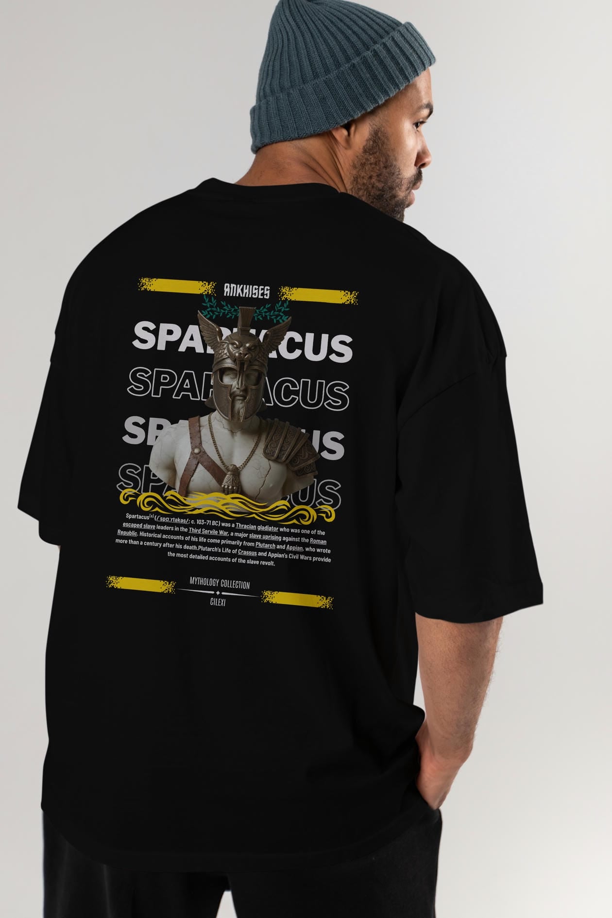 Spartacus 1 Arka Baskılı Oversize t-shirt Erkek Kadın %100 Pamuk Bisiklet Yaka tişort