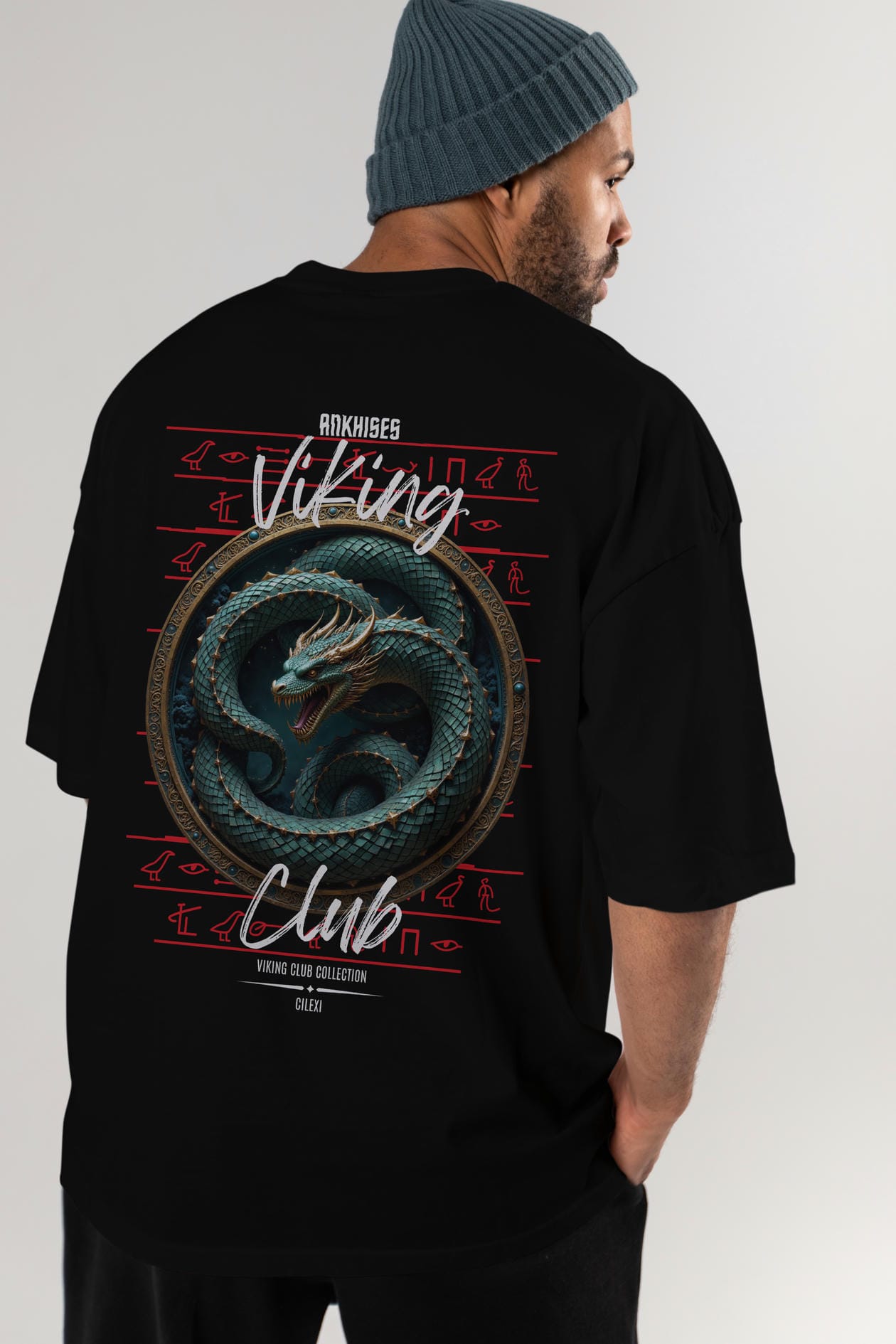 Viking Mitolojisi Serisi 25 Arka Baskılı Oversize t-shirt Erkek Kadın %100 Pamuk Bisiklet Yaka tişort