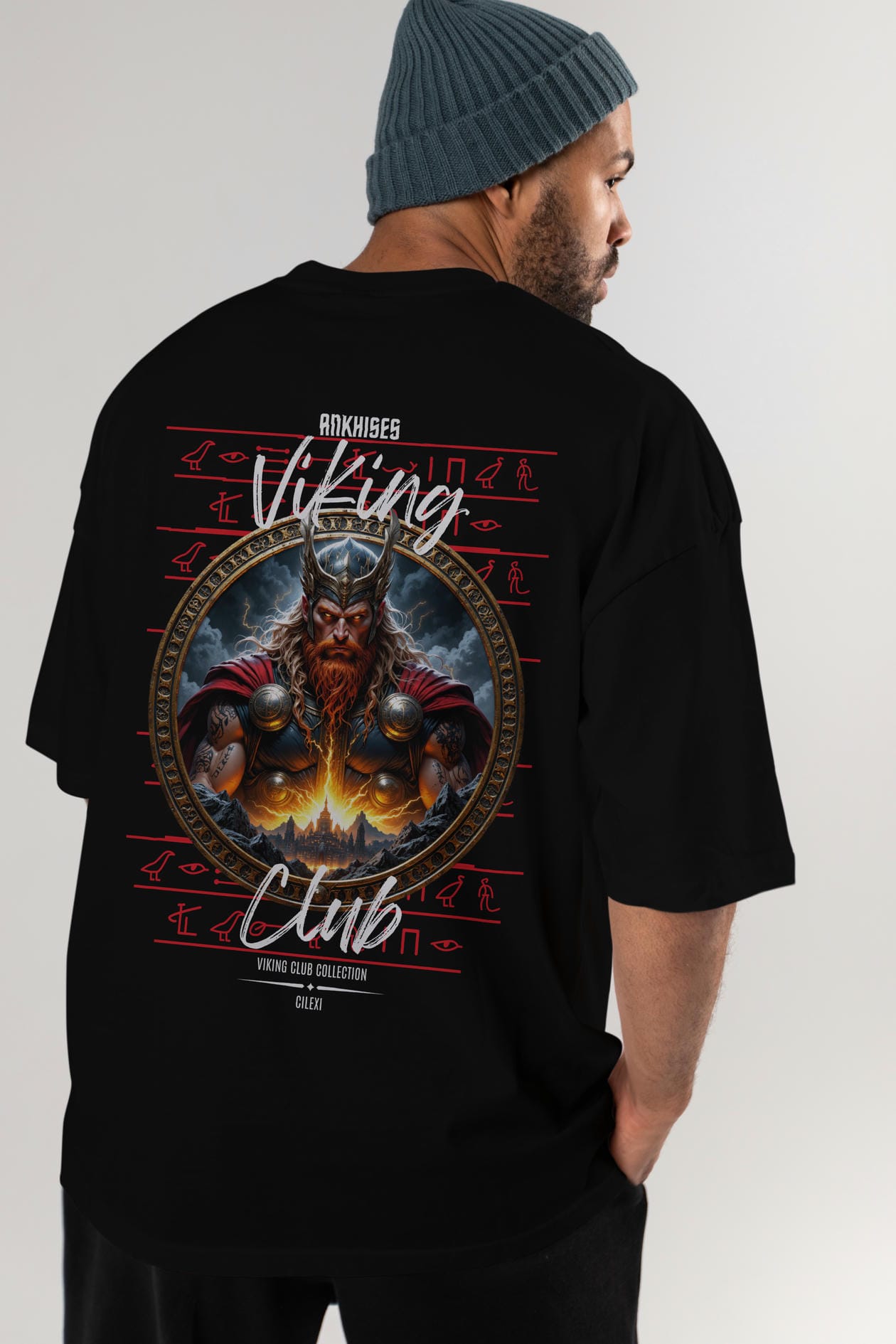 Thor 1 Arka Baskılı Oversize t-shirt Erkek Kadın %100 Pamuk Bisiklet Yaka tişort
