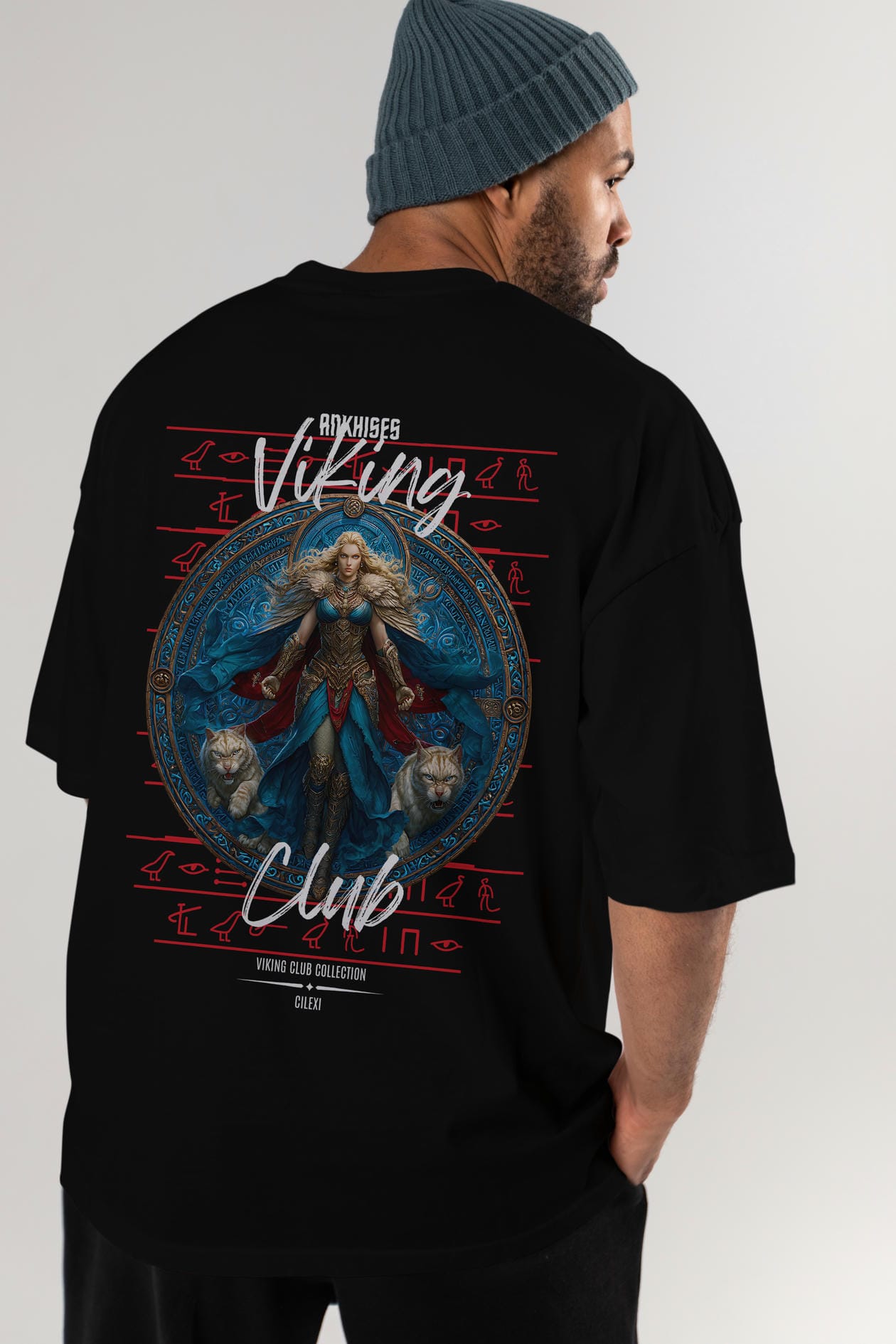 Freyja Baskılı Oversize t-shirt Erkek Kadın %100 Pamuk Bisiklet Yaka tişort