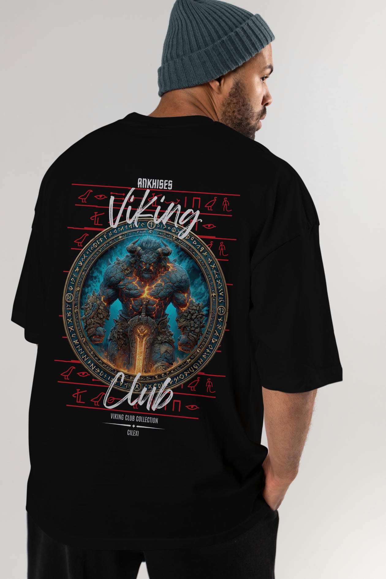 Surtr Arka Baskılı Oversize t-shirt Erkek Kadın %100 Pamuk Bisiklet Yaka tişort