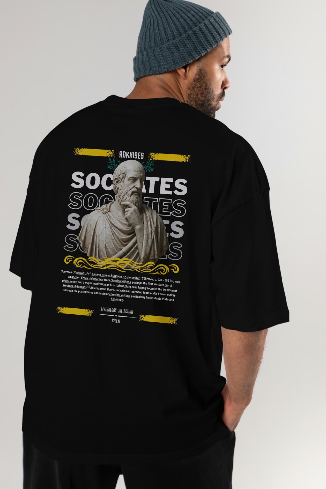 Socrates Arka Baskılı Oversize t-shirt Erkek Kadın %100 Pamuk Bisiklet Yaka tişort