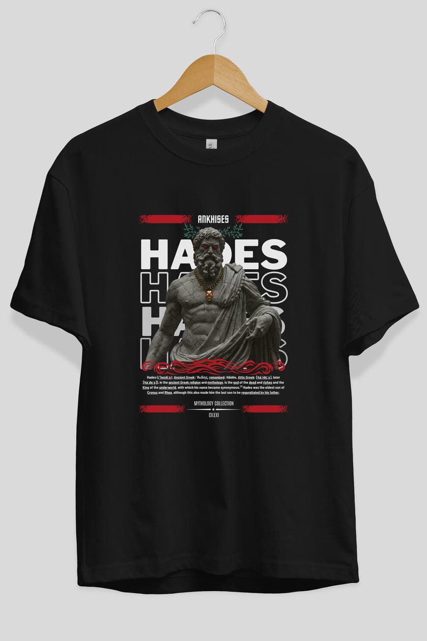 Hades 3 ön Baskılı Oversize t-shirt Erkek Kadın %100 Pamuk Bisiklet Yaka tişort
