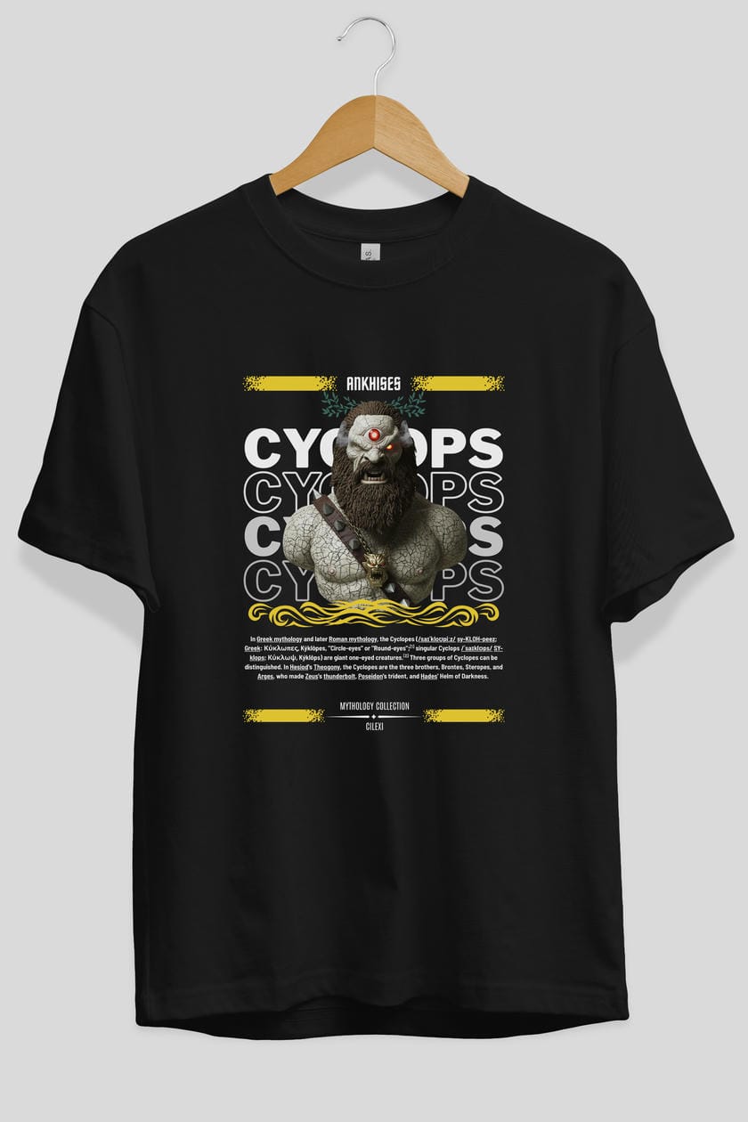 Cyclopes 1 ön Baskılı Oversize t-shirt Erkek Kadın %100 Pamuk Bisiklet Yaka tişort