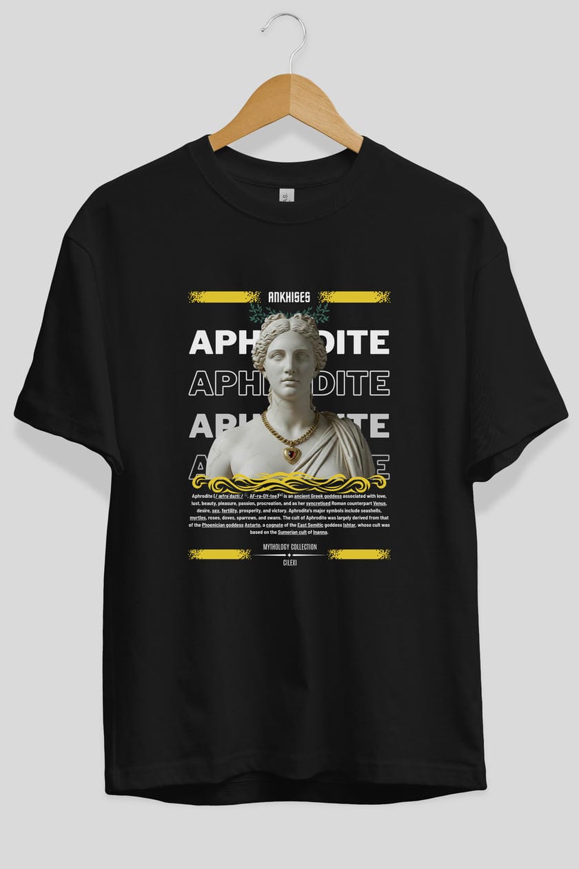 Aphrodite 1 ön Baskılı Oversize t-shirt Erkek Kadın %100 Pamuk Bisiklet Yaka tişort