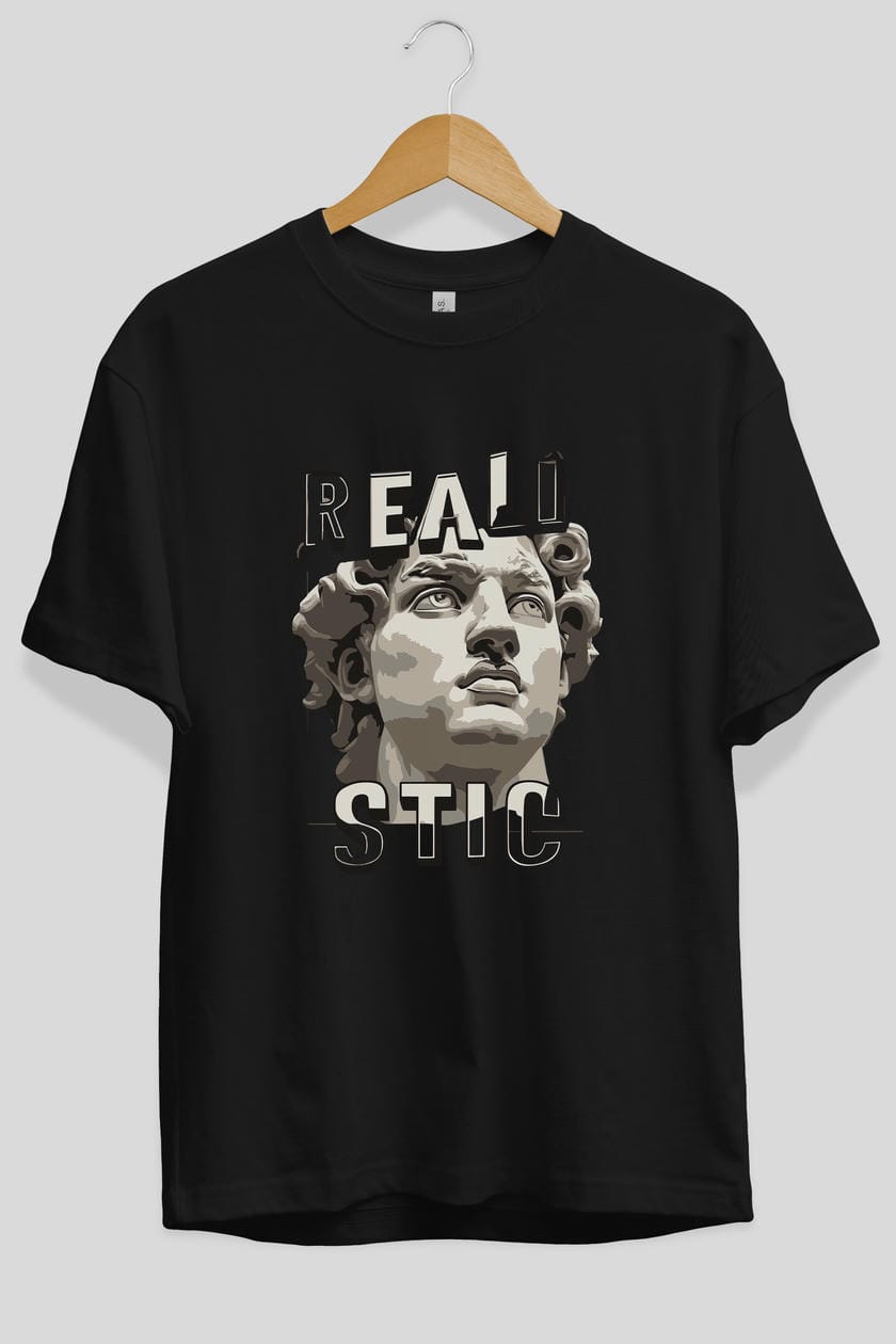 Realistic ön Baskılı Oversize t-shirt Erkek Kadın %100 Pamuk Bisiklet Yaka tişort